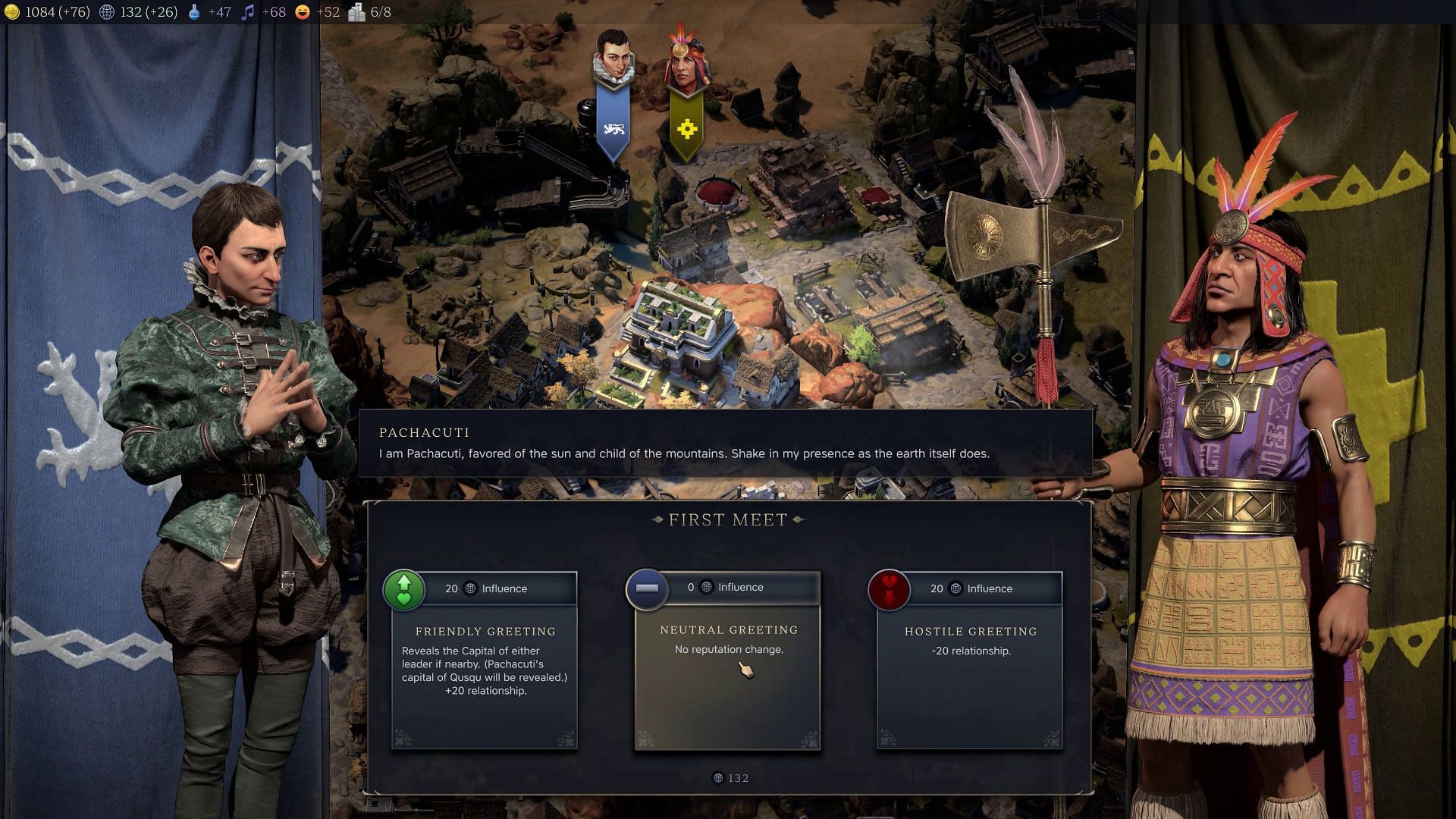 The first step to establishing Trade Routes in Civilization 7 is to ensure your neighbor doesn&#039;t want to declare war on you (Image via 2K Games)