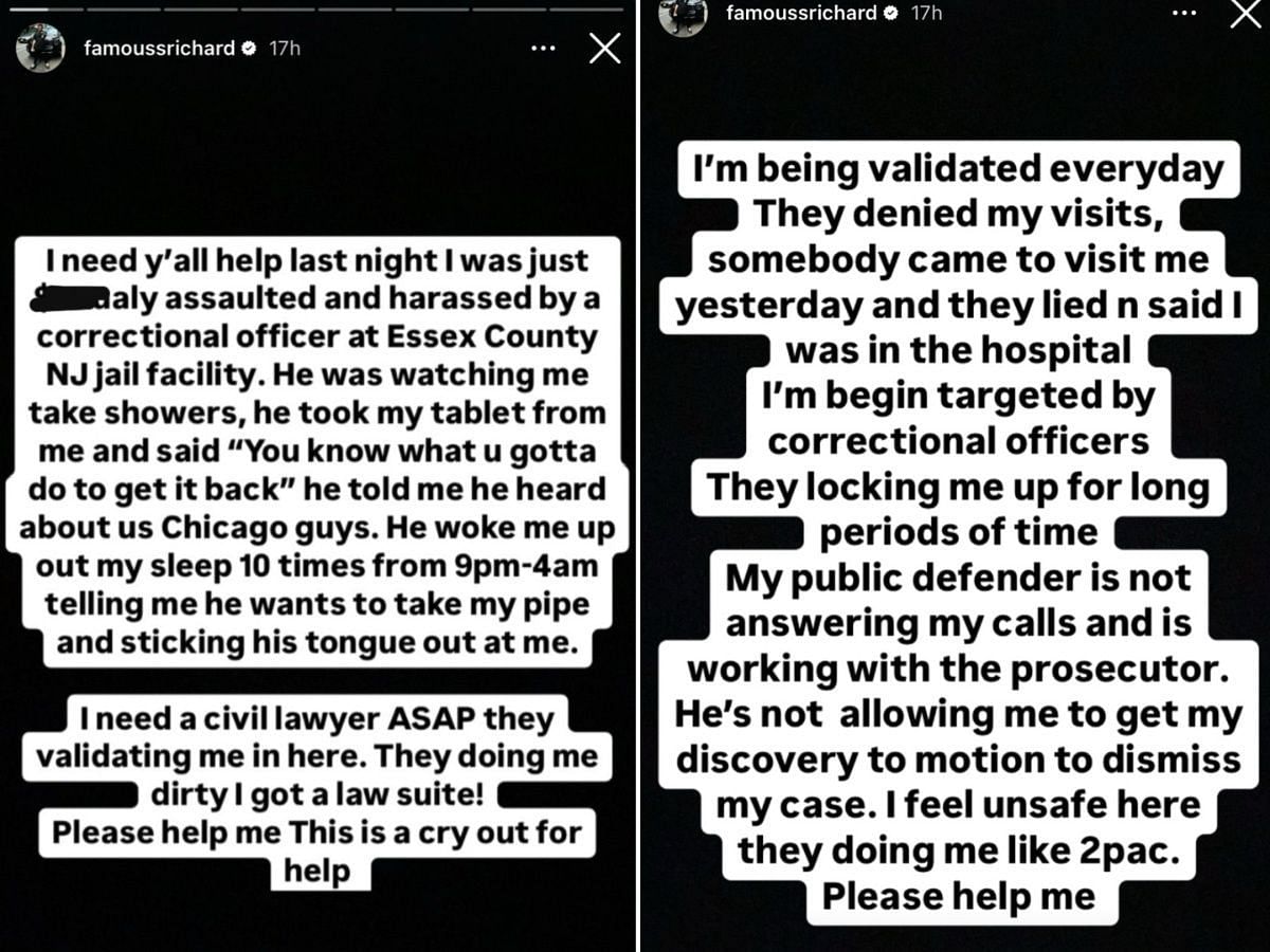 Famous Richard claims he was s*xually assaulted by a correctional officer while in prison awaiting trial (Image via Instagram/@famoussrichard)