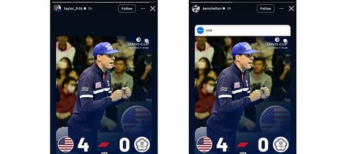 Taylor Fritz and Ben Shelton's Instagram stories/@taylor_fritz; @benshelton