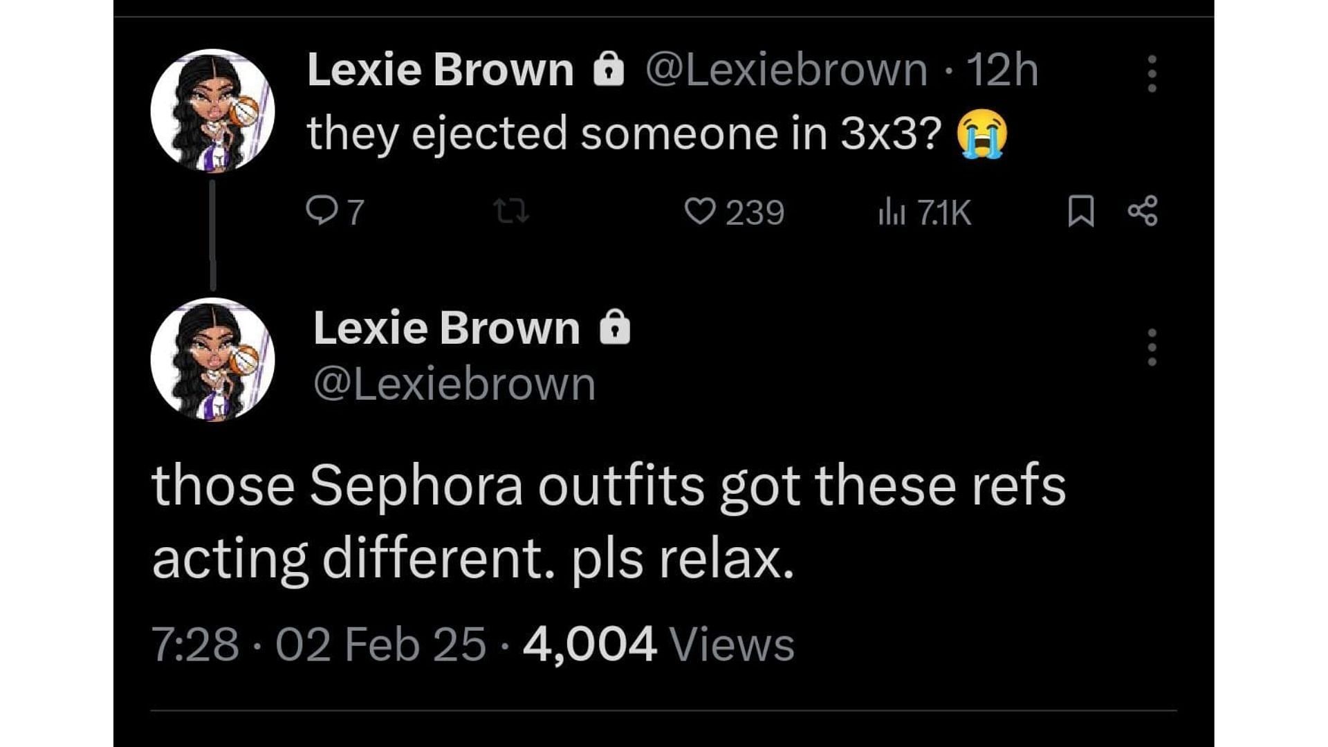 Lexie Brown defends Angel Reese after Unrivaled ejection. Photo Credit: Lexie Brown&#039;s X account