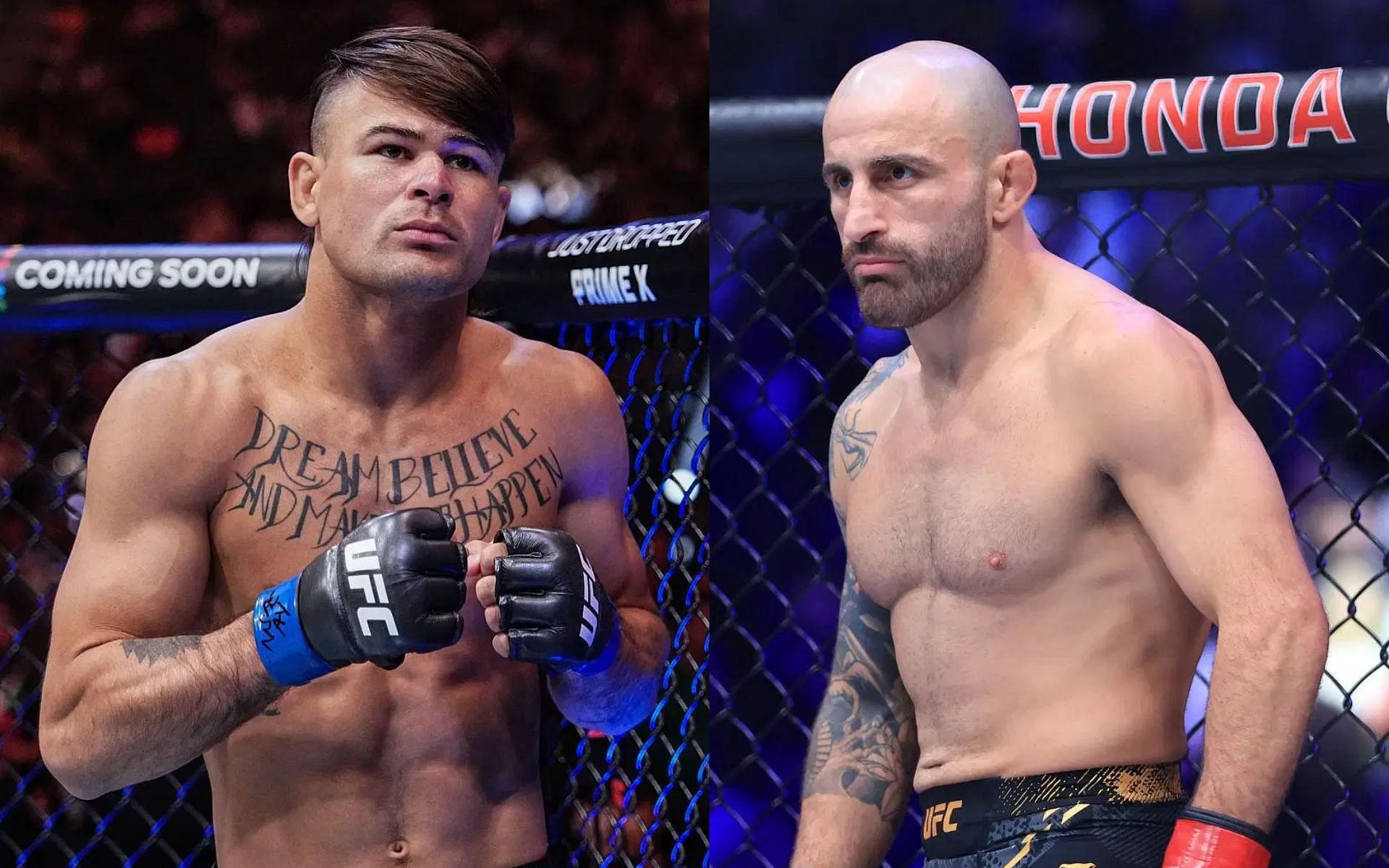 Diego Lopes (left) needs to clean his game up before facing Alexander Volkanovski (right), believes ex-UFC champ [Images courtesy: Getty Images]