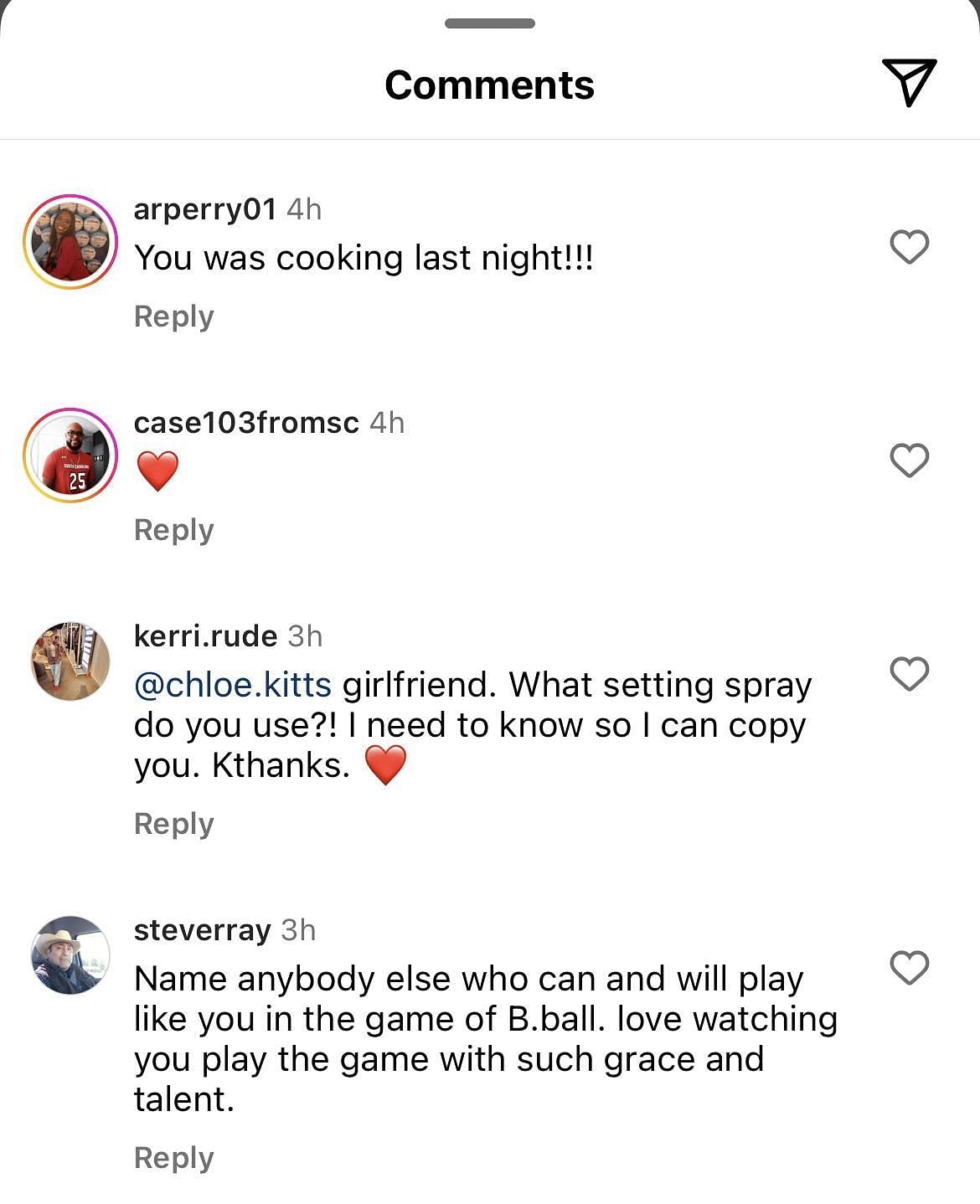 Fans show support for Chloe Kitts in her IG comments.