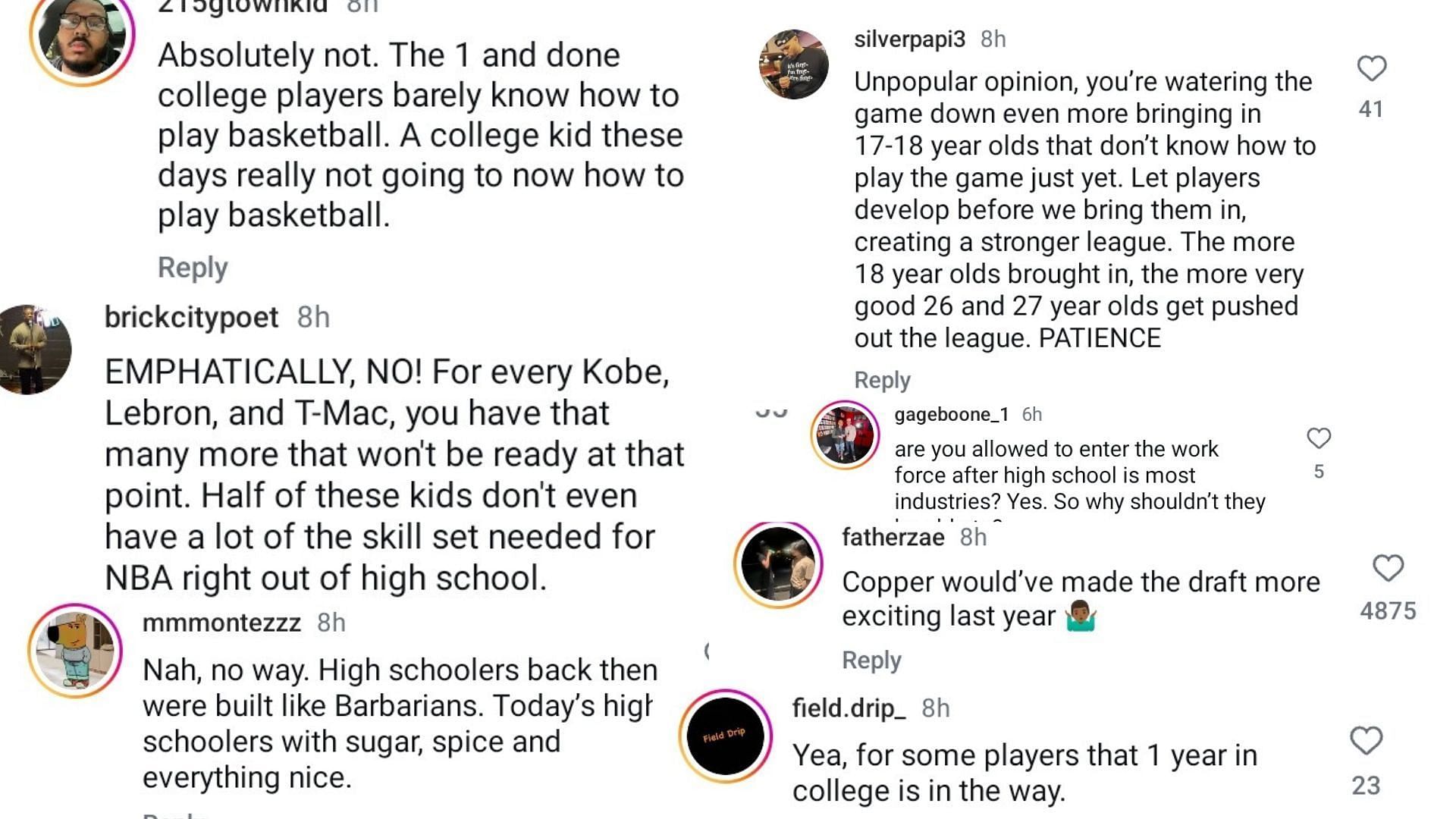 &quot;Absolutely not&quot; &quot;Cooper would&rsquo;ve made the draft more exciting&quot;: Hoops fans debate whether high school players should be allowed in the NBA Draft or not . (Image via Instagram @sportscenter)