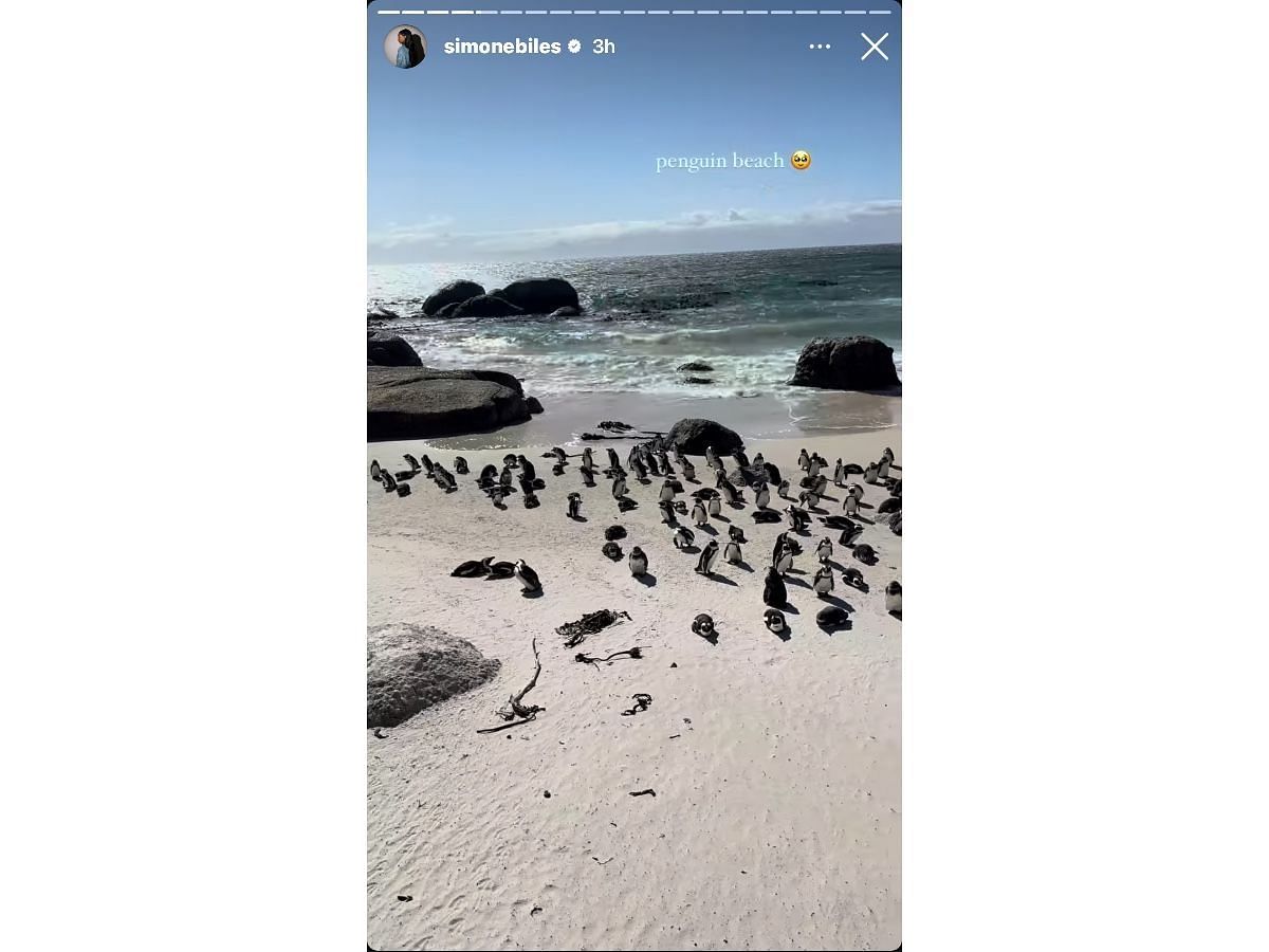 Biles’ Instagram story showing scenic views