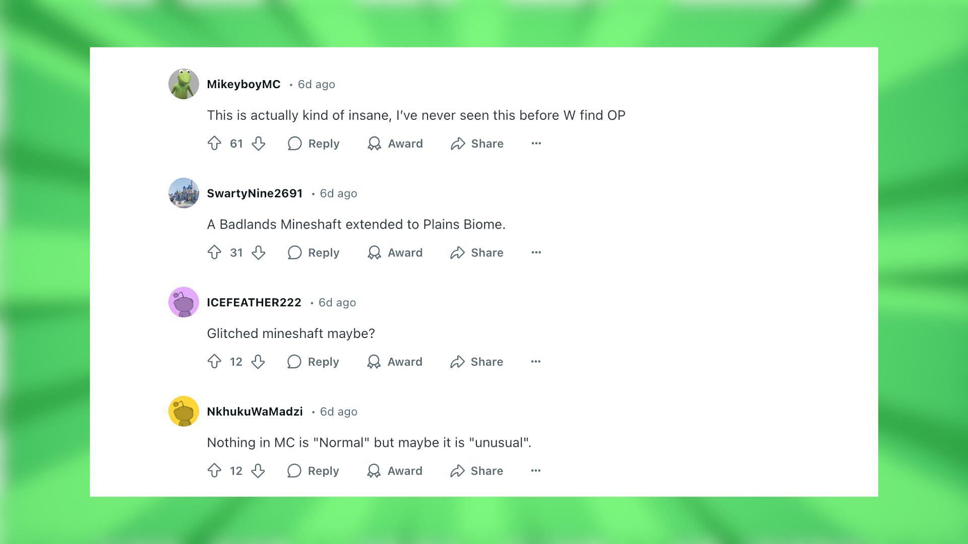 Redditors react to the bug (Image via Reddit/Adept-Nobody2189/Mojang Studios)