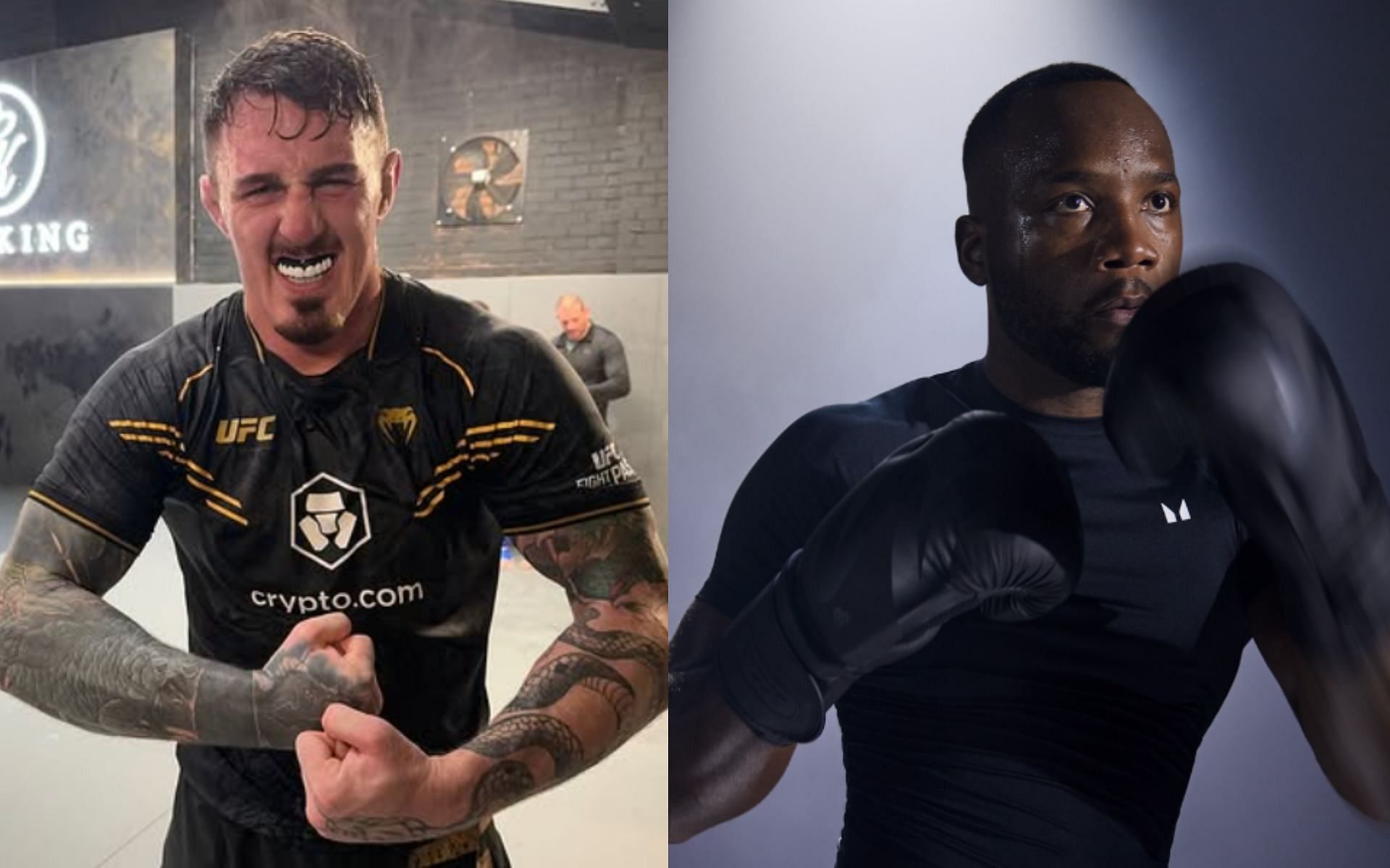 Tom Aspinall (left) comments on Leon Edwards