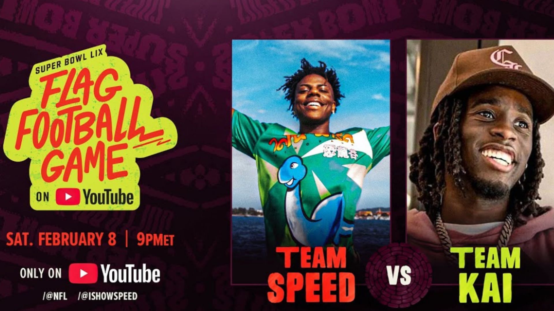 Kai Ceant and IShowSpeed will be present at the Super Bowl LIX flag football game (Image via IShowSpeed/YouTube)