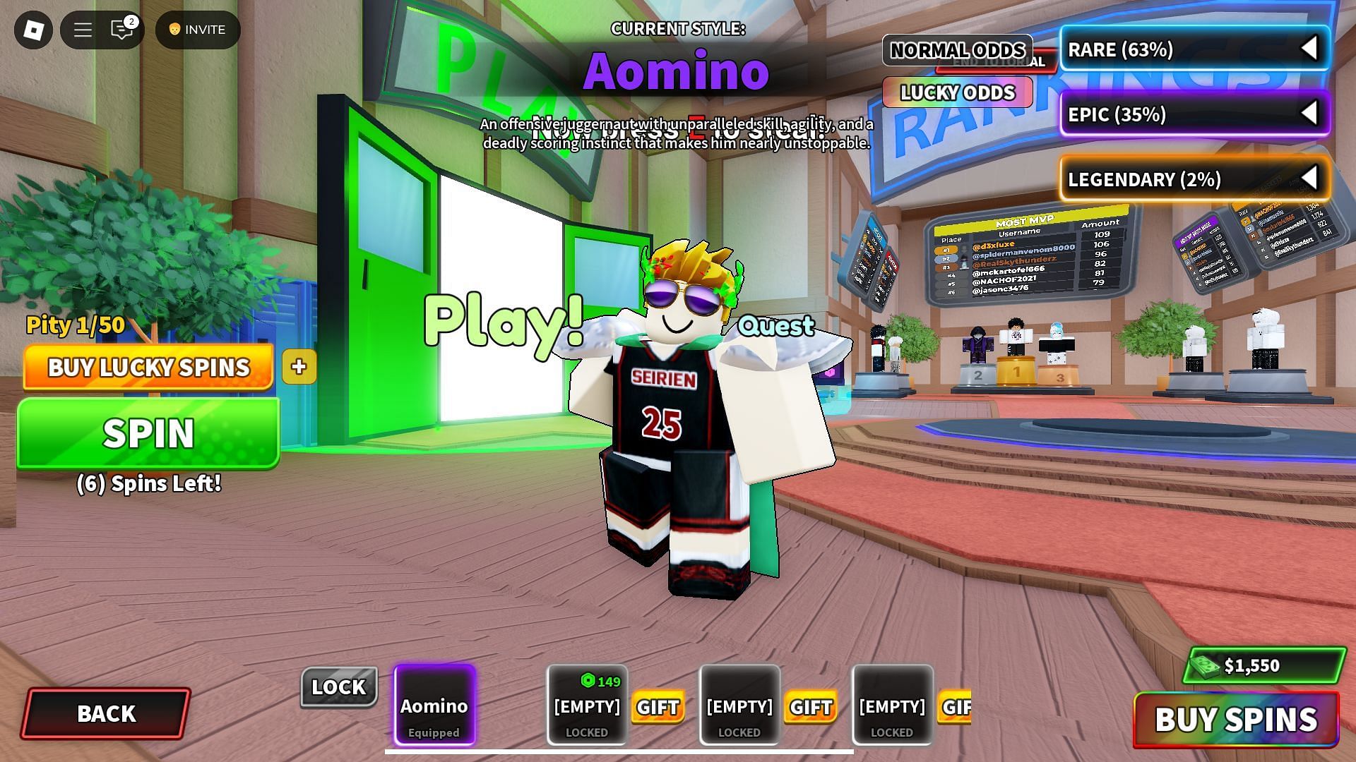 Enter the Play area to start a match in Kuroku&#039;s Basket Showdown (Image via Roblox)