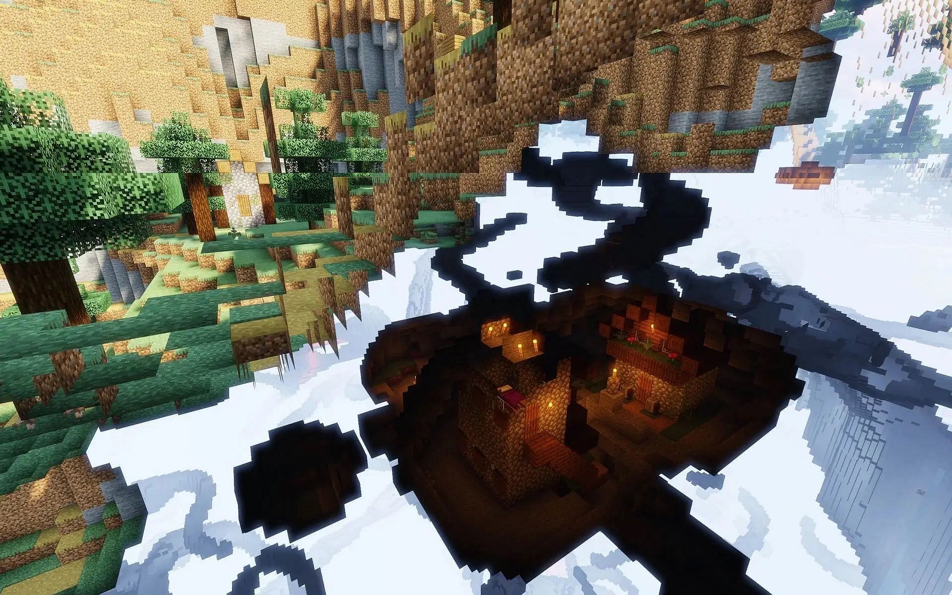 Minecraft players discovers an underground village (Image via Reddit/Enderfy17 || Mojang Studios)