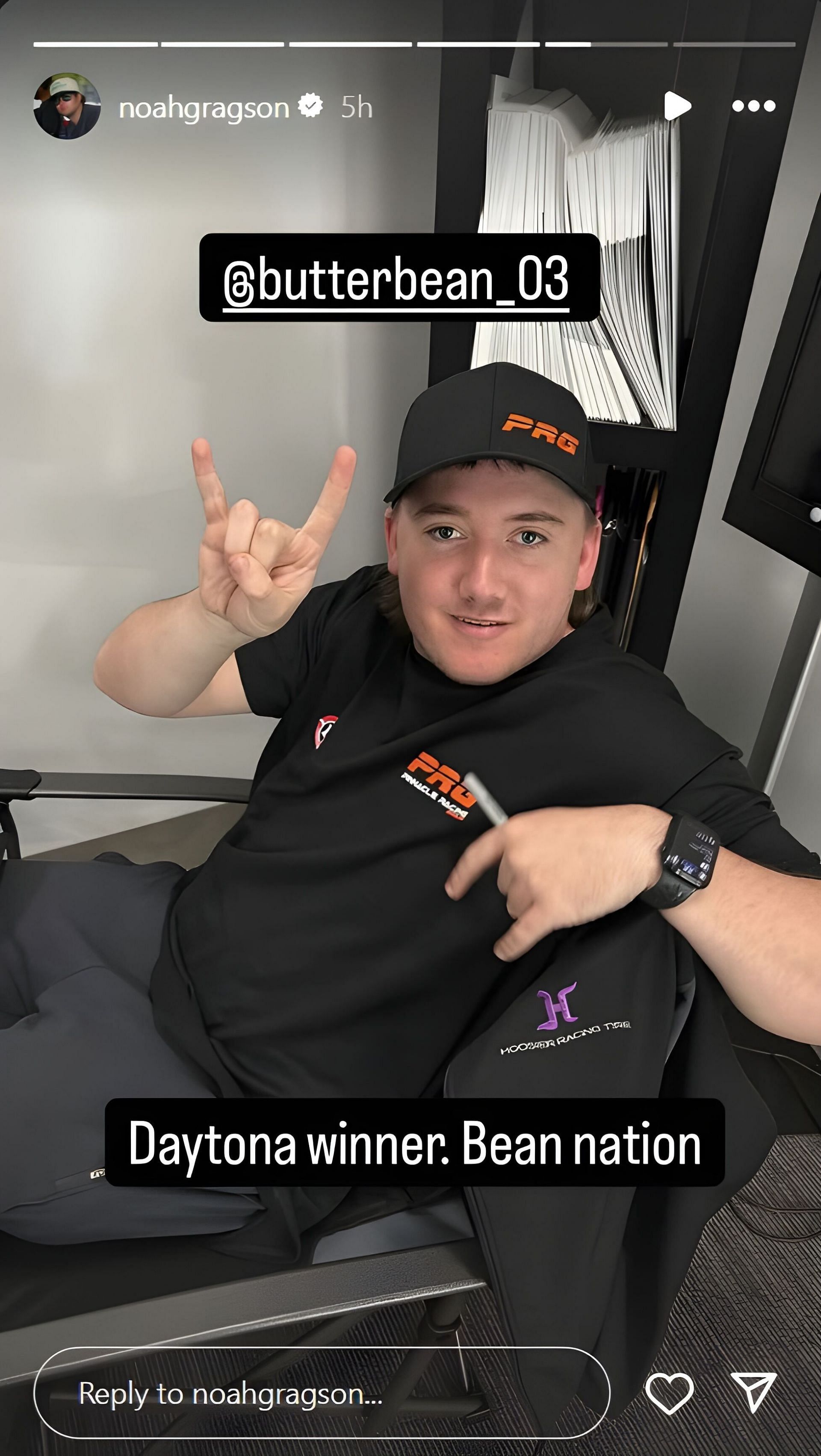 Noah Gragson&#039;s story on Instagram, his meeting with ARCA series drivers Brenden Butterbean. Source: Instagram, @noahgragson