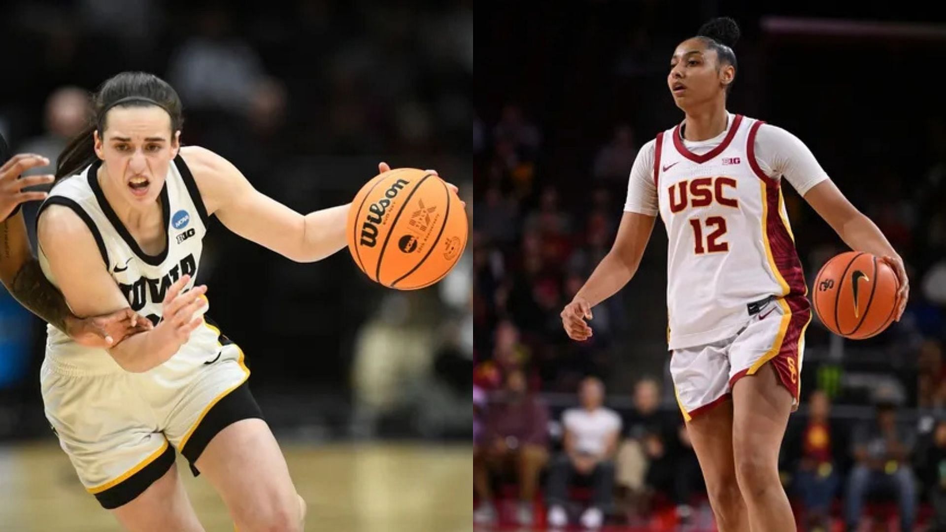 Caitlin Clark in action for the Iowa Hawkeyes and USC