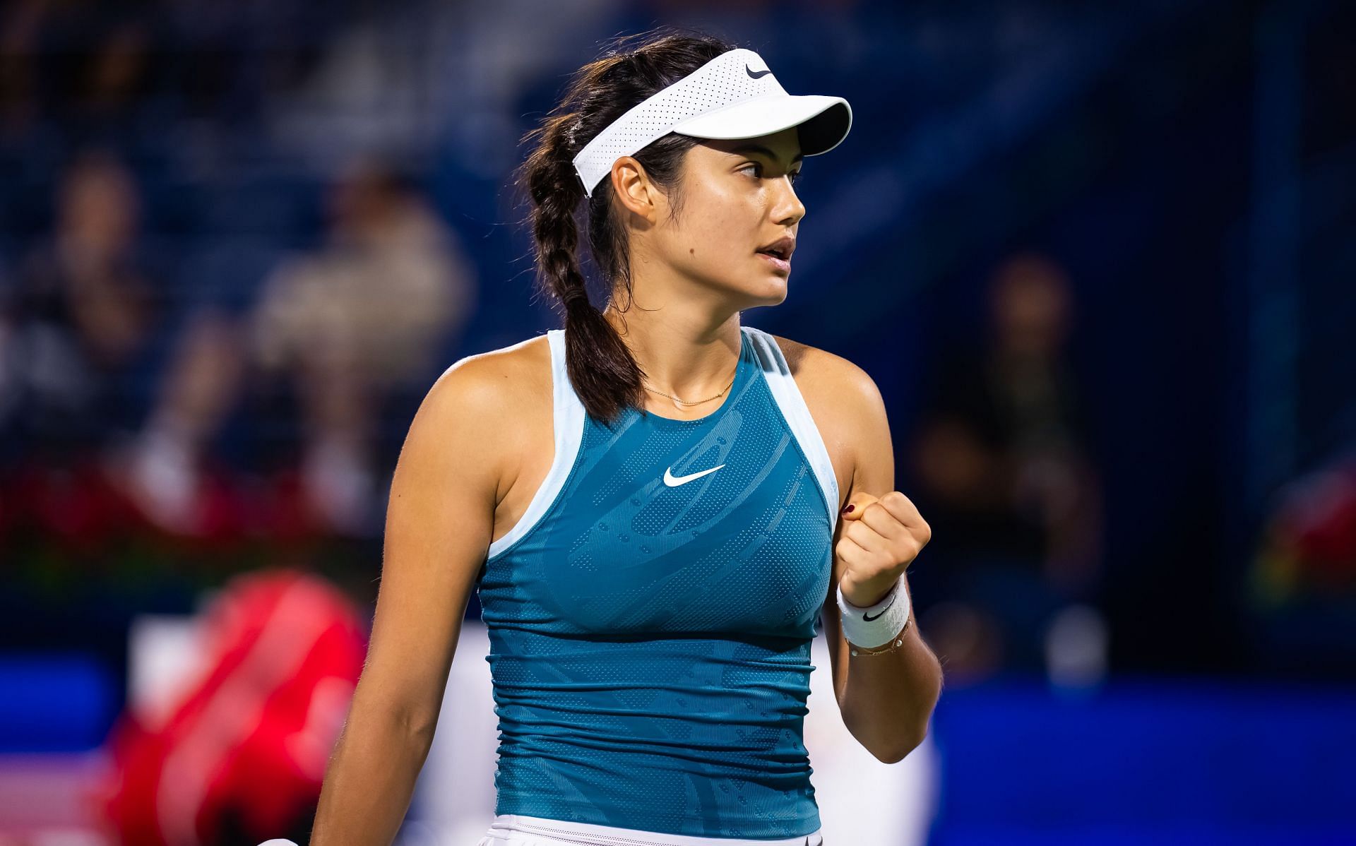 Raducanu in action at the Dubai Tennis Championships - Source: Getty