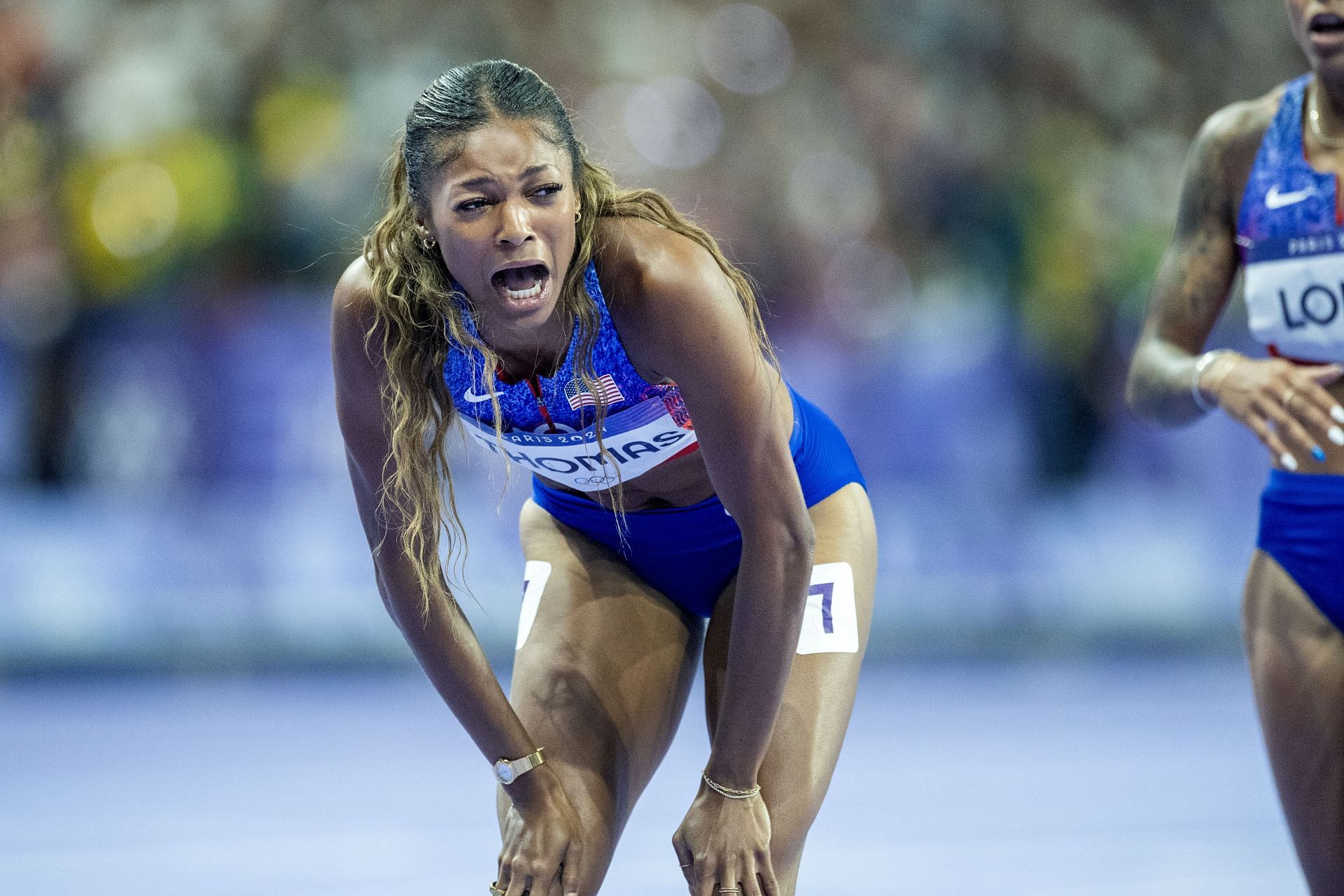 Gabby Thomas after winning the 200m gold at the Olympic Games-Paris 2024 - (Source: Getty)