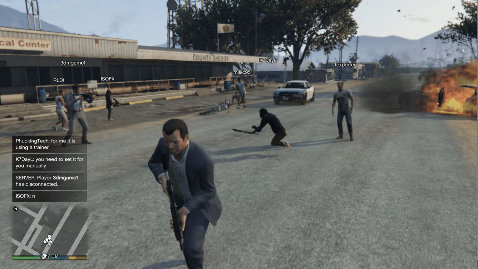 Screenshot from the Multiplayer Co-oP Mod for Grand Theft Auto 5 story mode (Image via Rockstar Games || gta5-mods.com)