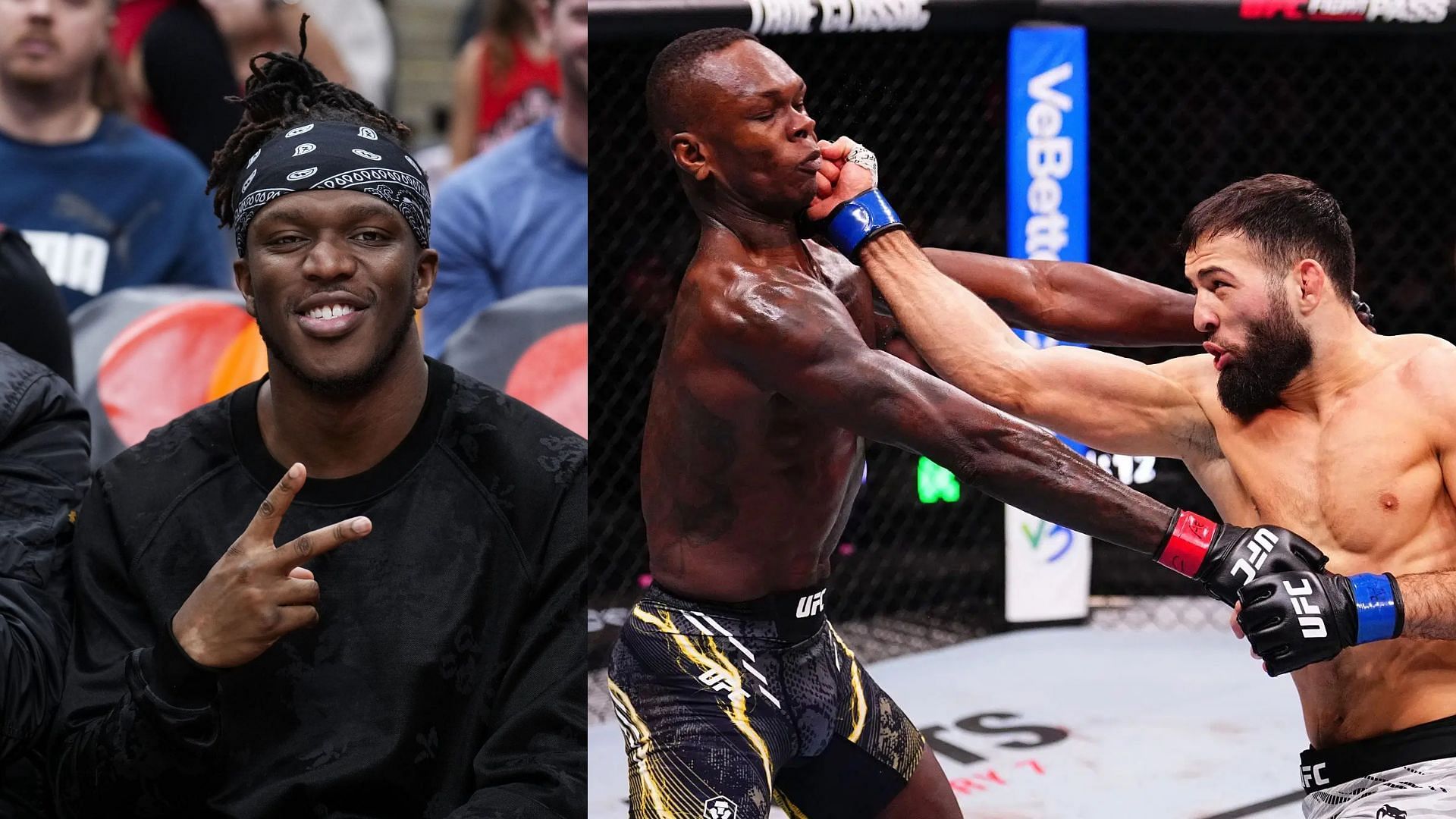 KSI (left) has reacted to Israel Adesanya