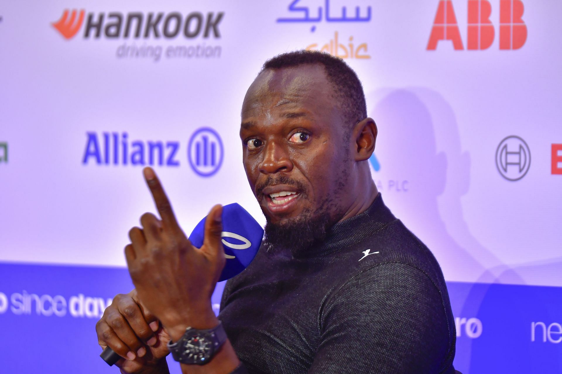 In Picture: Usian Bolt during a press conference at the 2024 Hankook Mexico City E-Prix Practice - Source: Getty