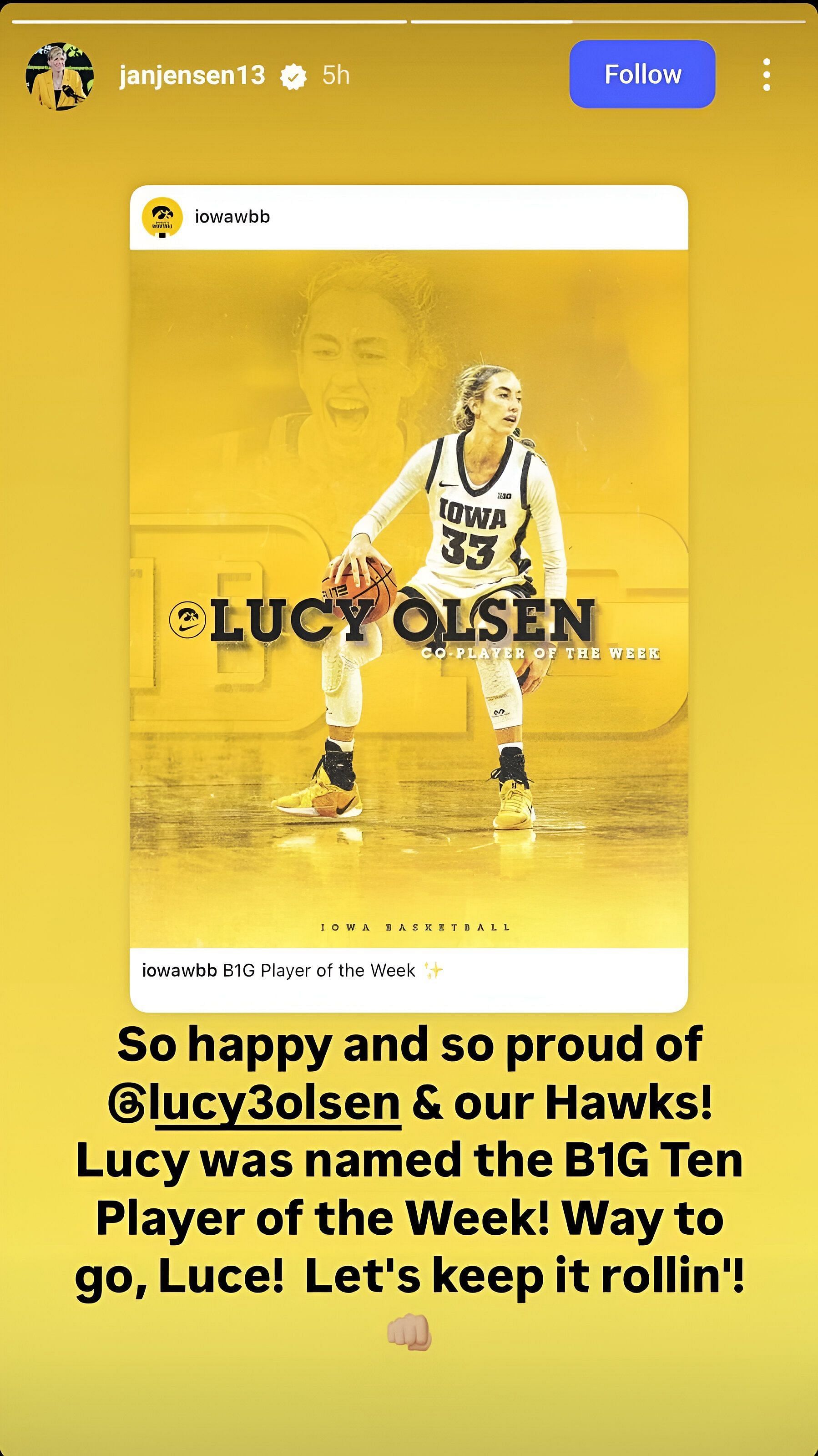 Jan Jensen writes a message for Lucy Olsen (Source: @janjensen13/Instagram)