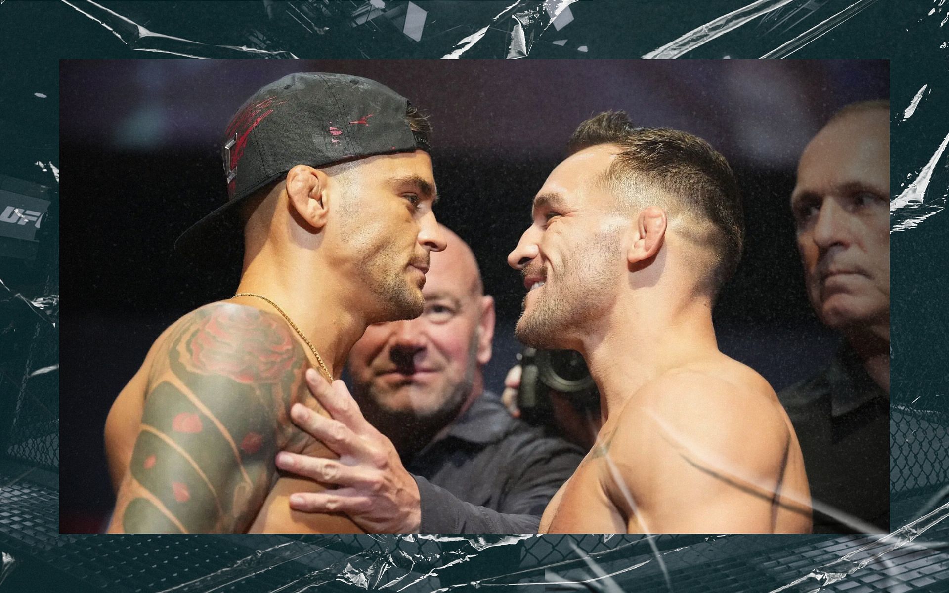 Dustin Poirier (left) goes off on Michael Chandler (right). [Images courtesy: Getty Images]