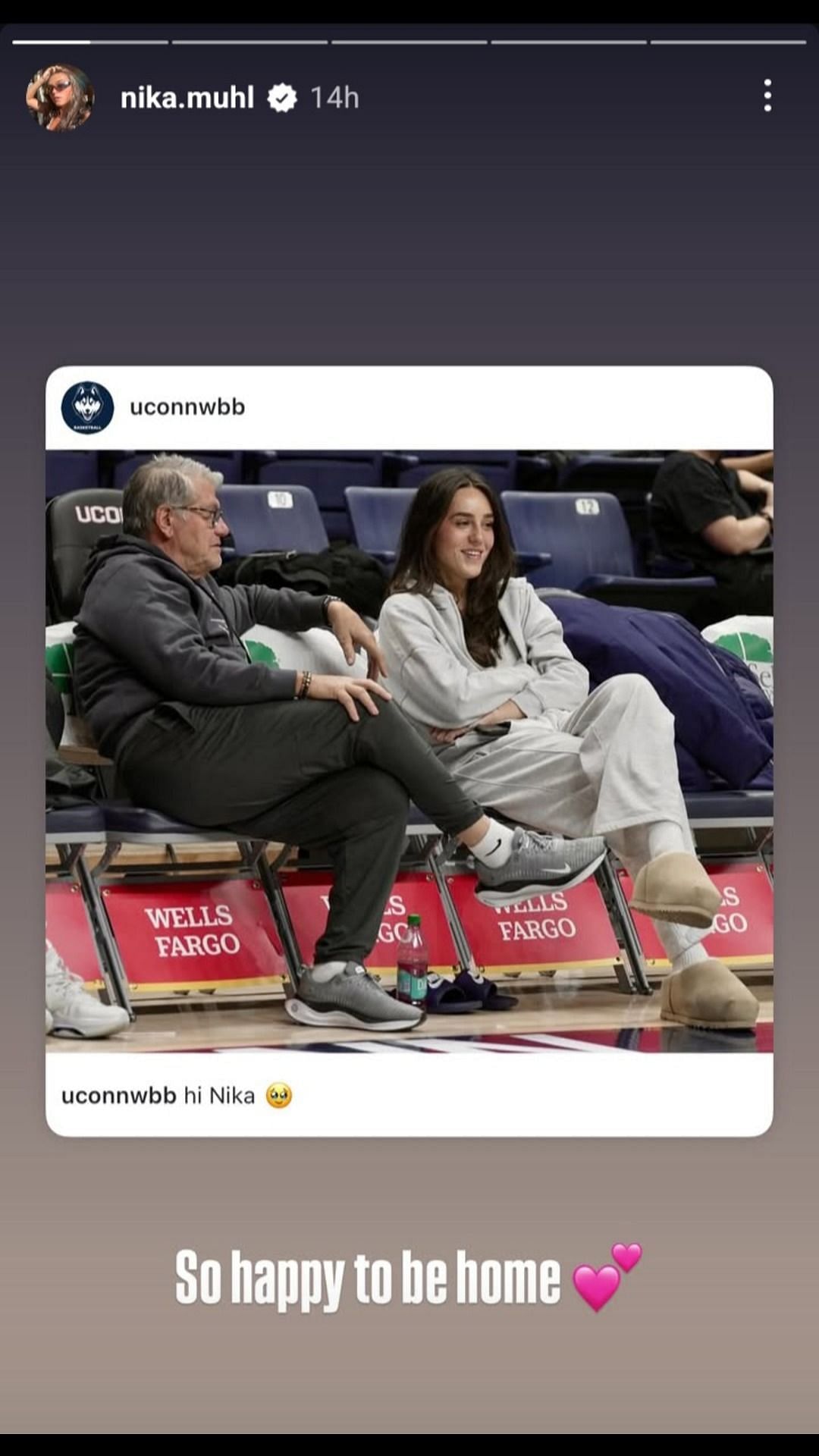 Nika Muhl expresses her delight in reuniting with the UConn Huskies. Credit: Muhl/IG