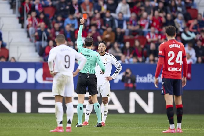 Jude Bellingham facing lengthy ban up to 12 matches after red card during Real Madrid draw at Osasuna - Reports