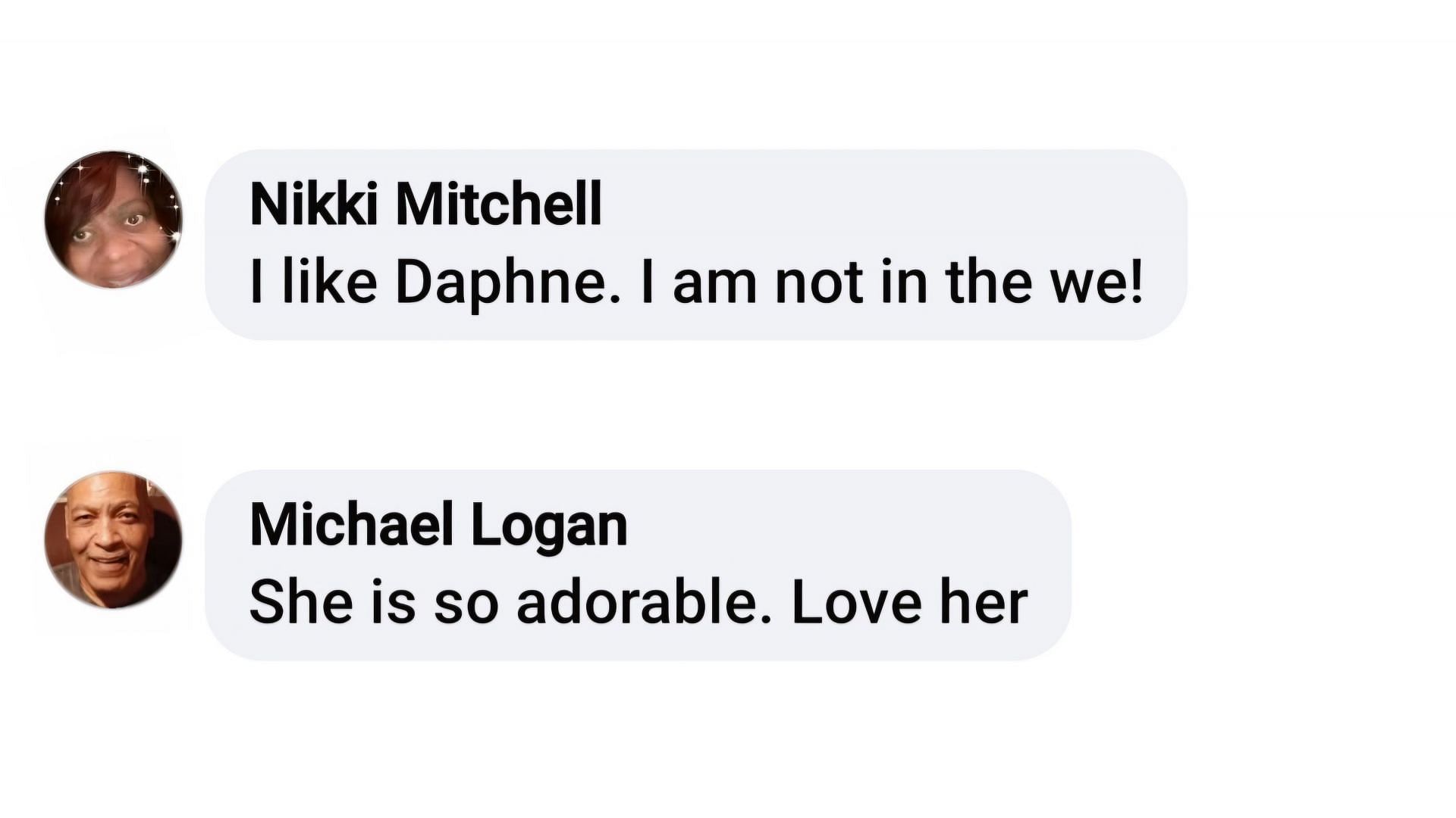 A few fan comments in support of Daphne&#039;s presence as a character (via Rosie Paino / Facebook)