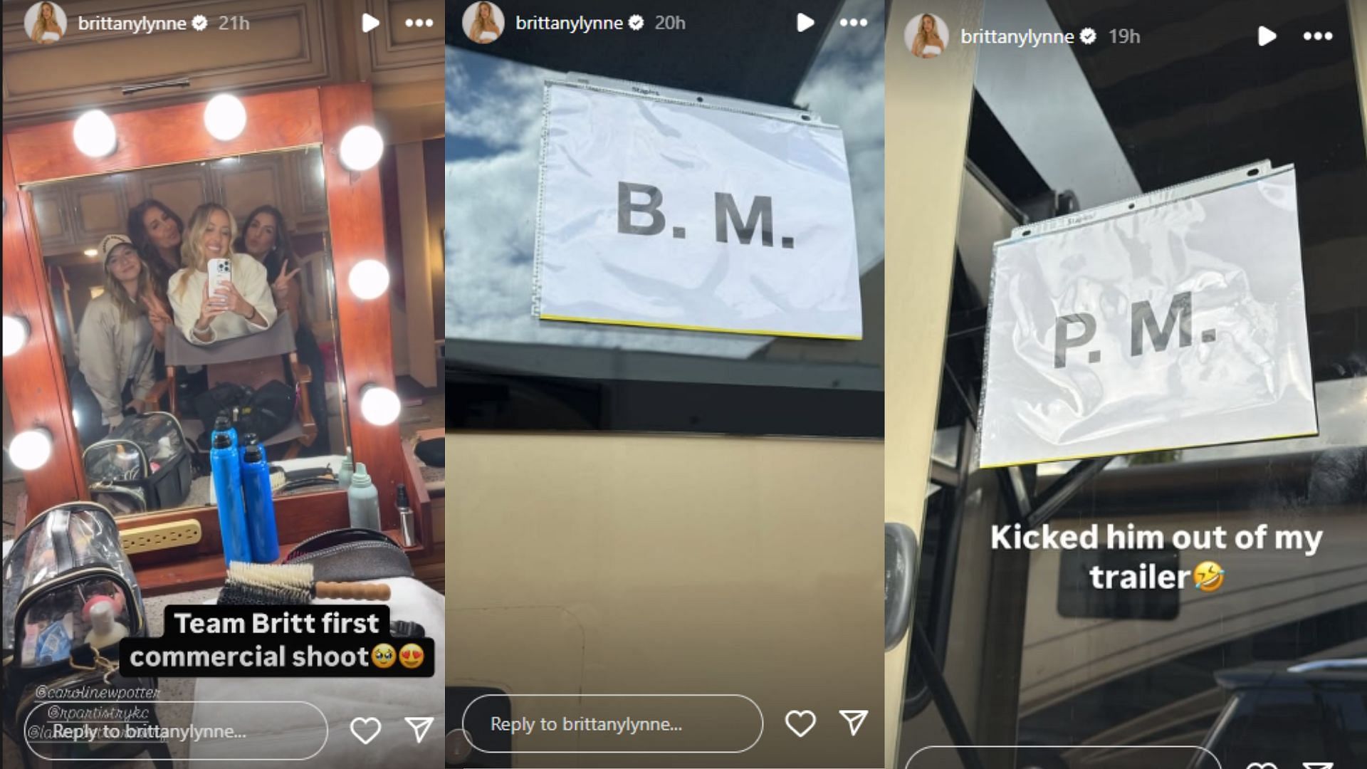 Brittany Mahomes shared a glimpse of the set of her first commercial. (Credits: Instagram/@brittanylynne)