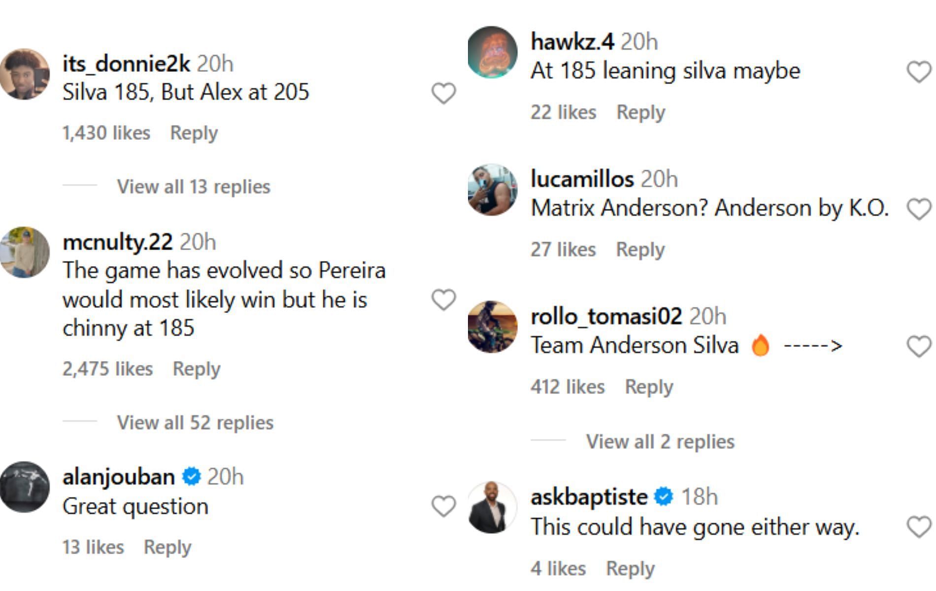 Fan reactions to @espnmma&#039;s Instagram post. [Screenshots courtesy: @espnmma on Instagram]