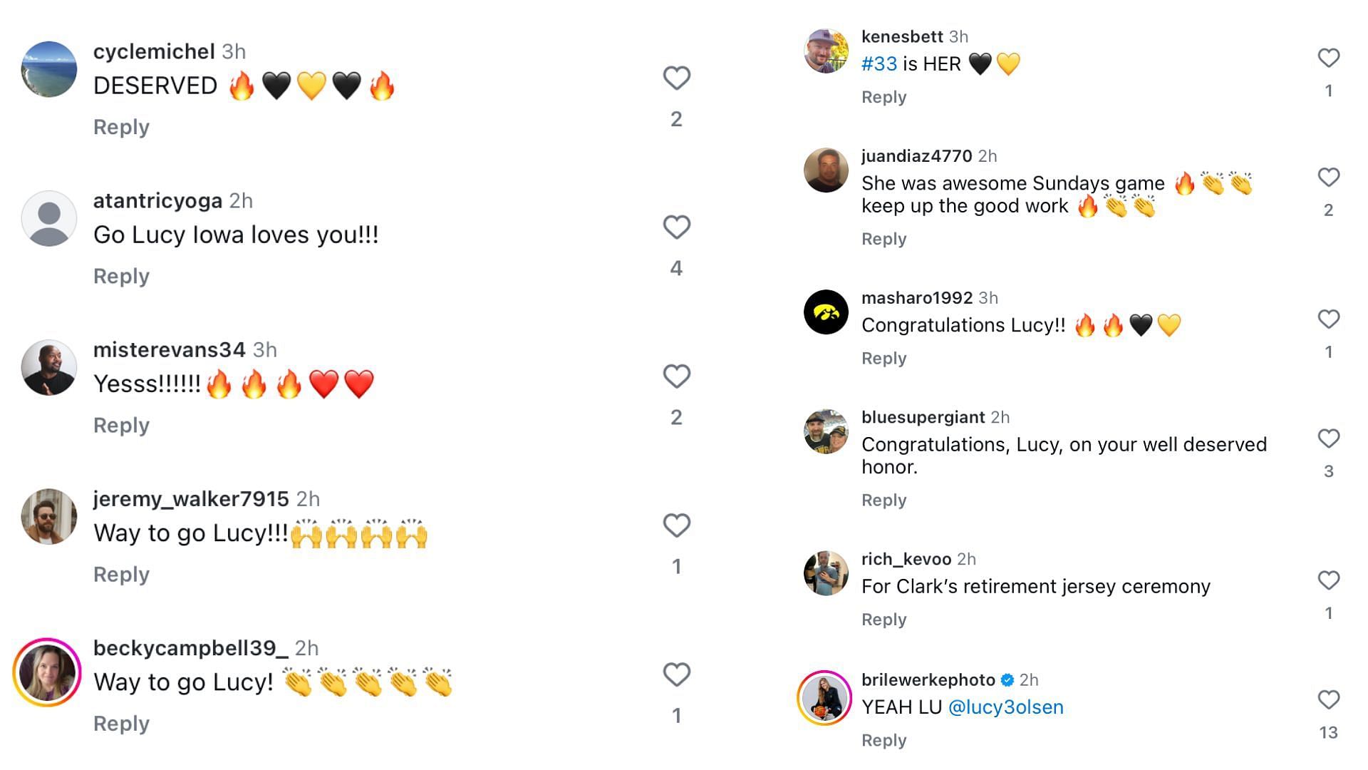 College hoops fan react to Iowa&rsquo;s Olsen winning USBWA honor - Image source: Instagram/iowawbb