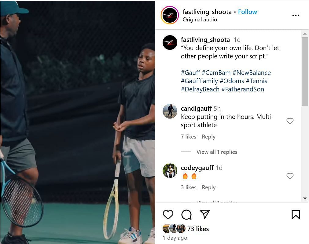 Candi Gauff&#039;s comments; (Source - Instagram @fastliving_shoota)