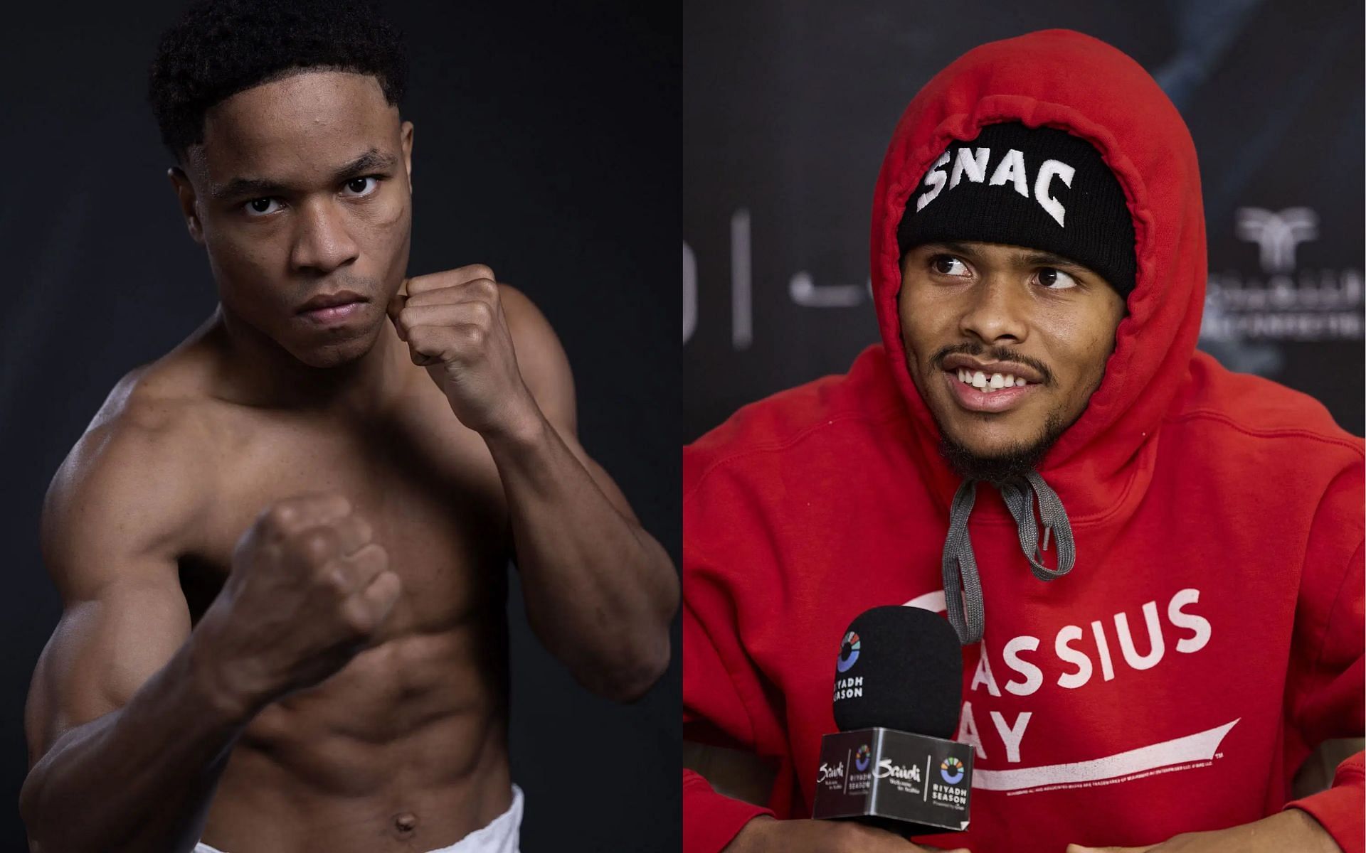 Shakur Stevenson (right) shares scarily-accurate prediction for his now-canceled fight with Floyd Schofield (left) [Images courtesy: Getty Images]