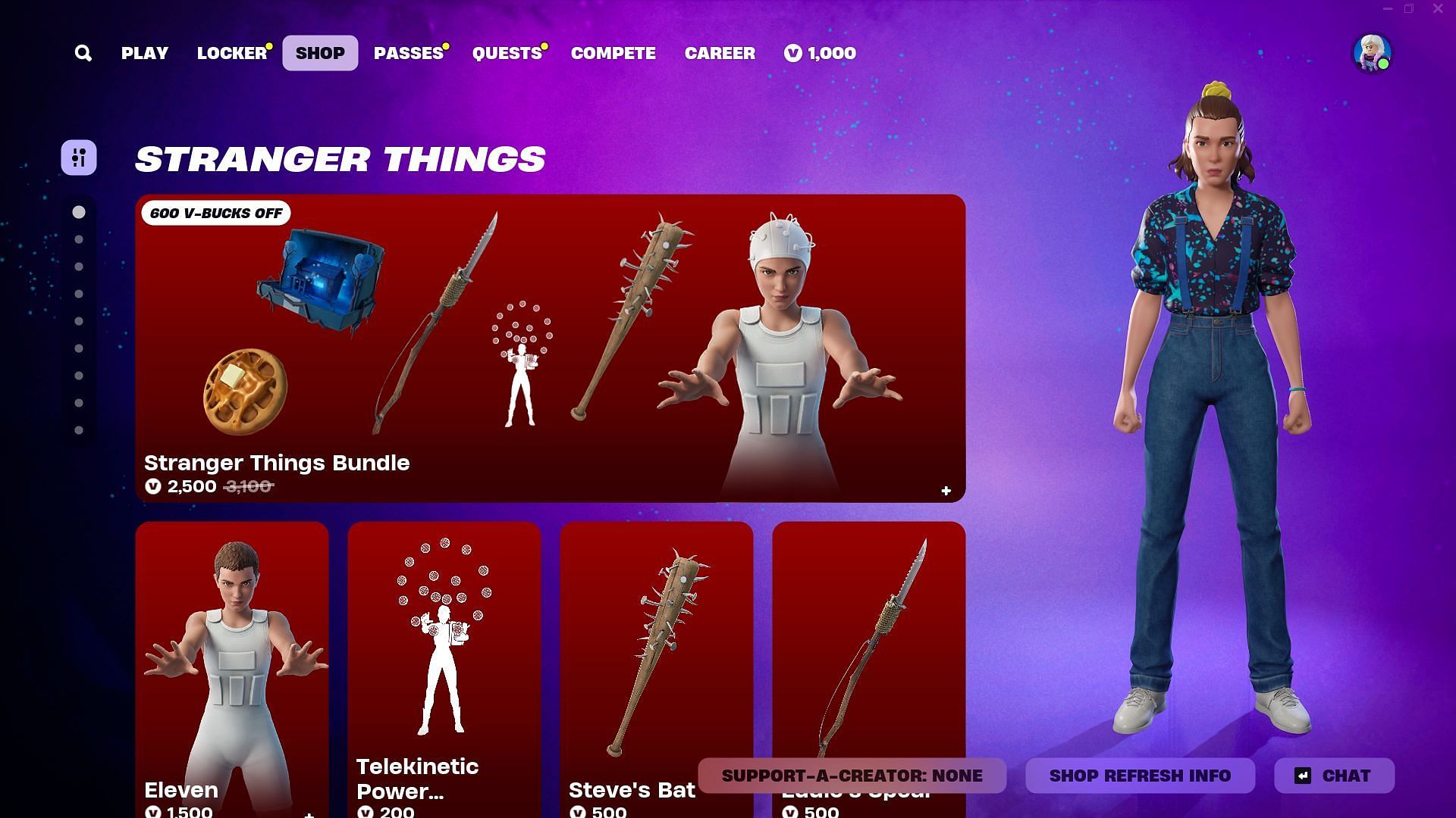 You can now purchase the Eleven (Stranger Things) skin in Fortnite (Image via Epic Games)