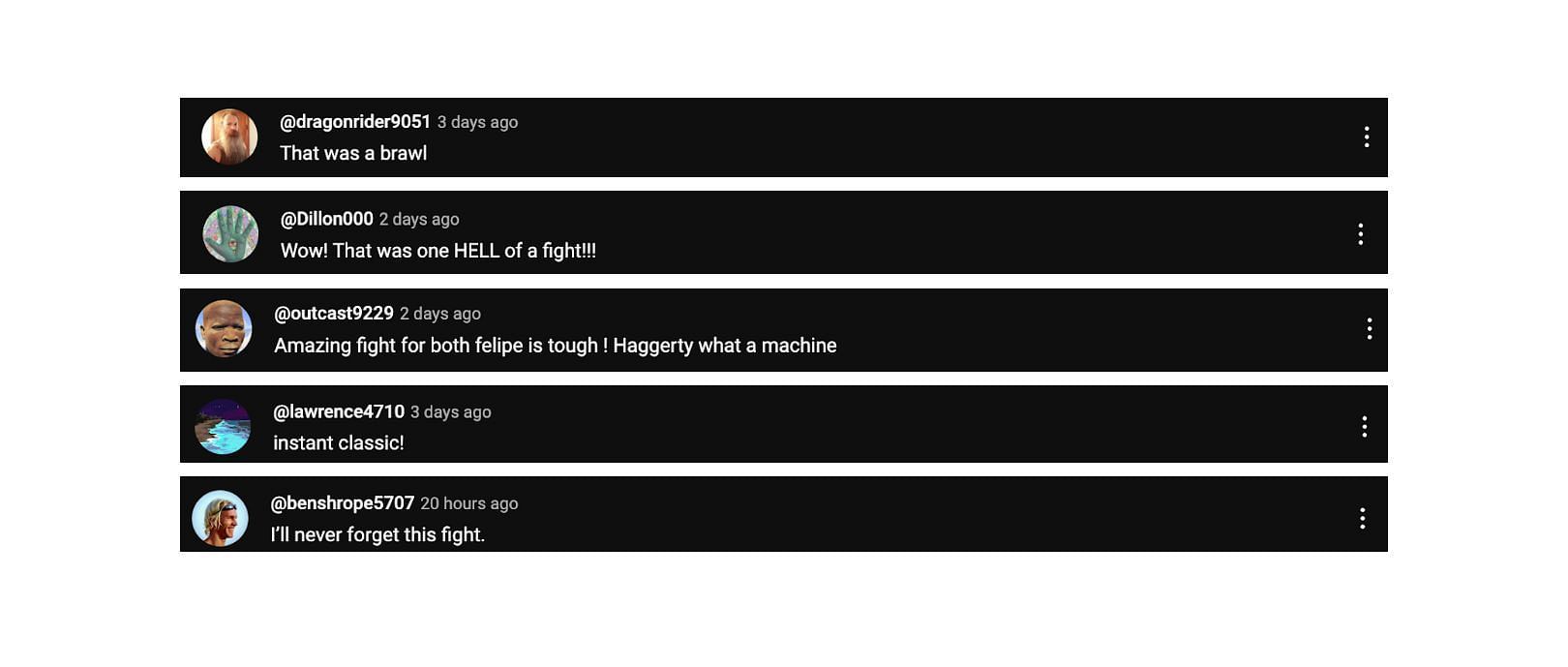 Screenshot of fans&#039; comments. [ONE Championship/YouTube]