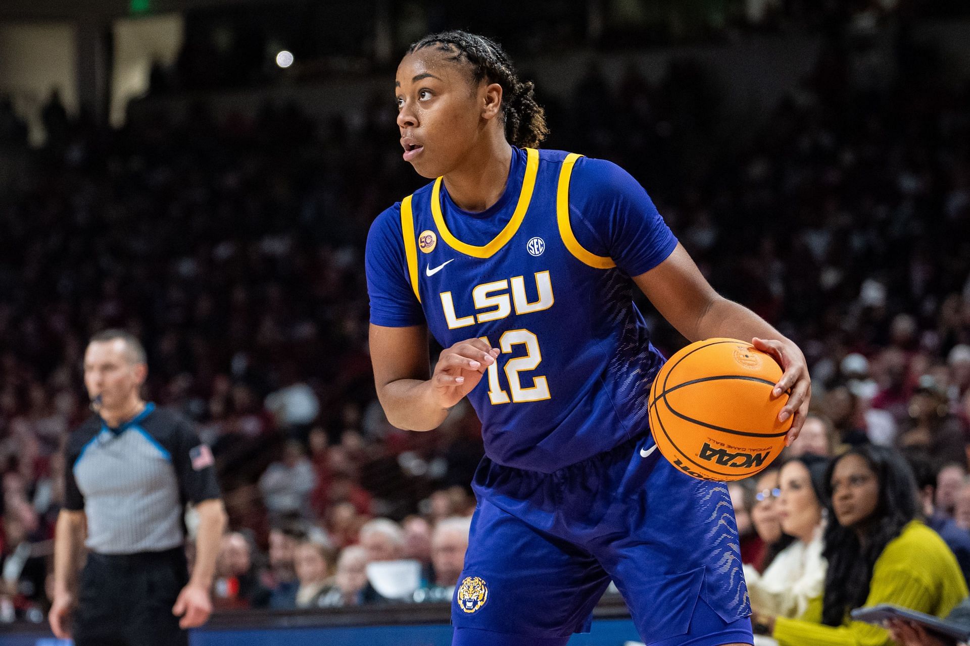 Mikaylah Williams (#12) of the LSU Tigers plays against the South Carolina Gamecocks during their game at Colonial Life Arena on January 24, 2025. Photo: Getty