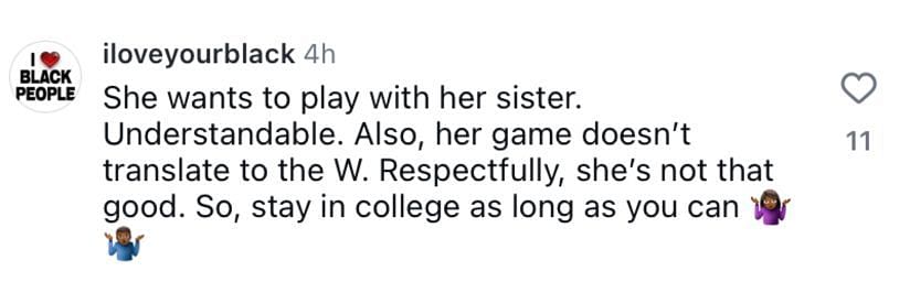 College hoops fan reacts to Instagram post announcing Lauren Betts&#039; decision to stay in college for final season - Image source: Instagram/espnW