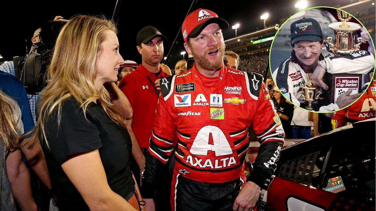 Dale Earnhardt Jr., Amy Earnhardt and Dale Earnhardt Sr. (Circle), Imagn and Getty