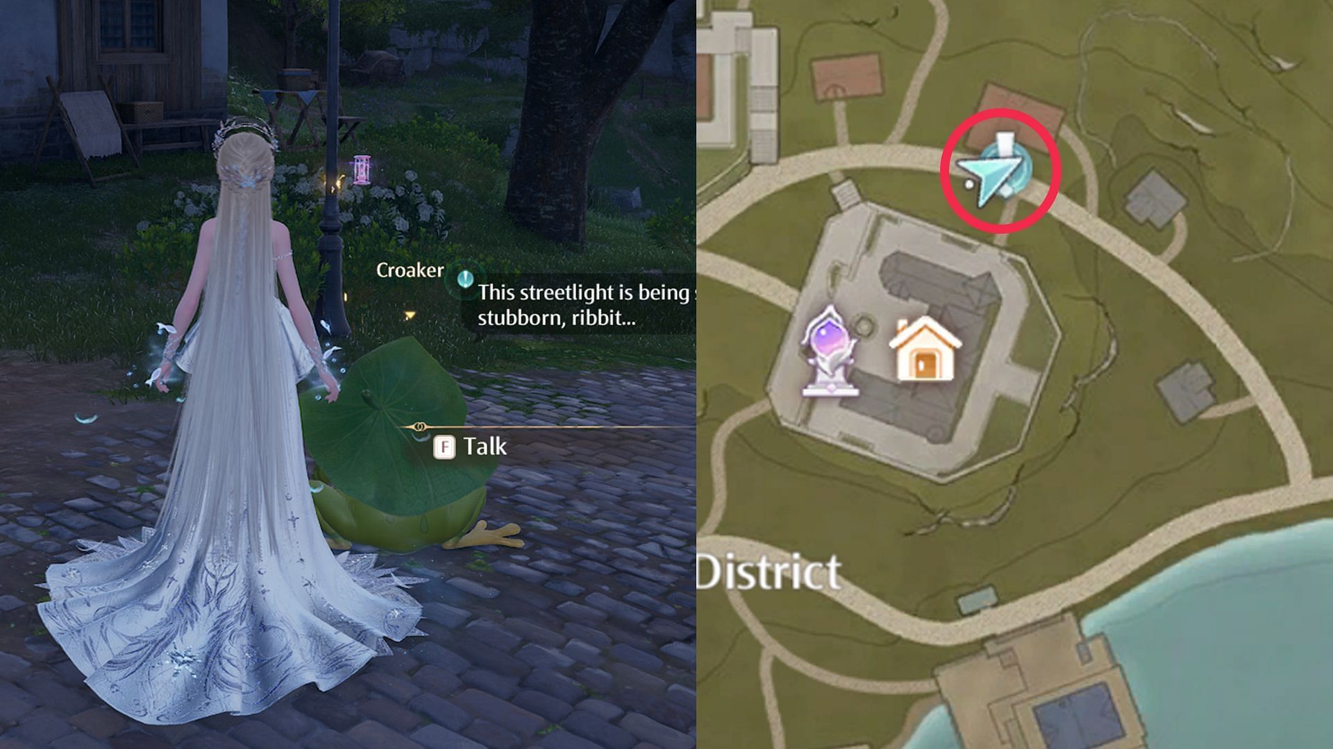 Location of the Strange Hissing Streetlamp quest in Infinity Nikki (Image via Sportskeeda Gaming || Infold Games)