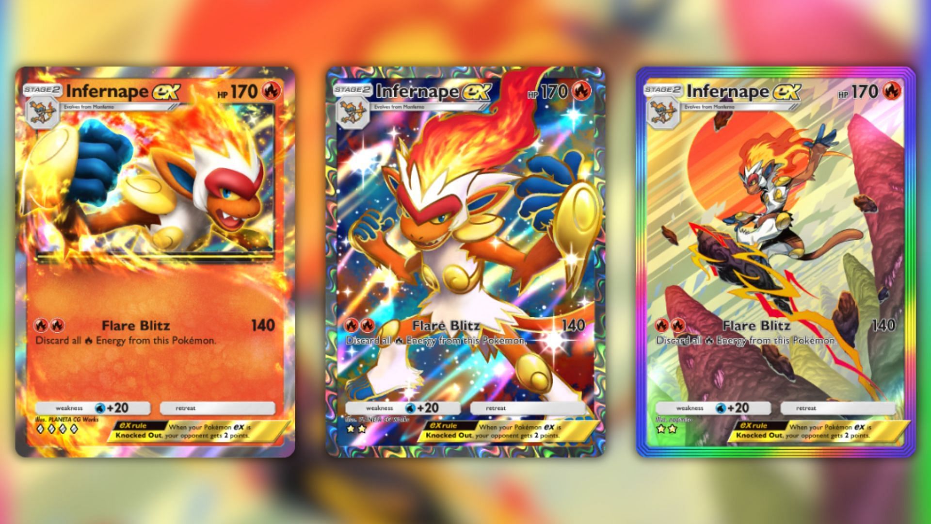 All Infernape ex variants in the game (Image via The Pokemon Company)