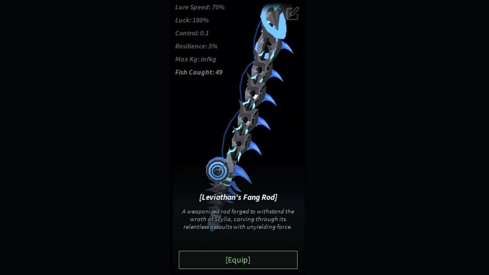 The Leviathan&#039;s Fang Rod (Image via Roblox)