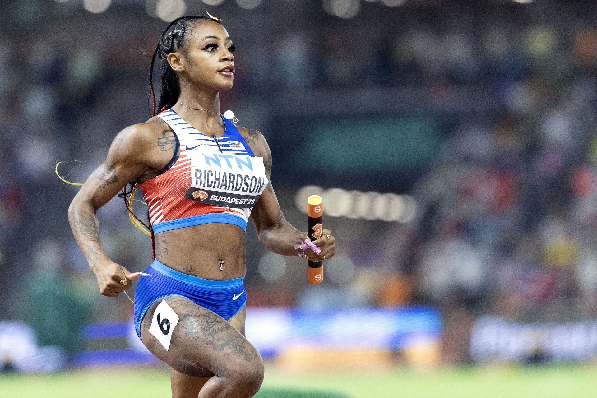 Sha&#039;Carri Richardson of the United States during the World Athletics Championship in Budapest, Hungary. (Photo via Getty Images)