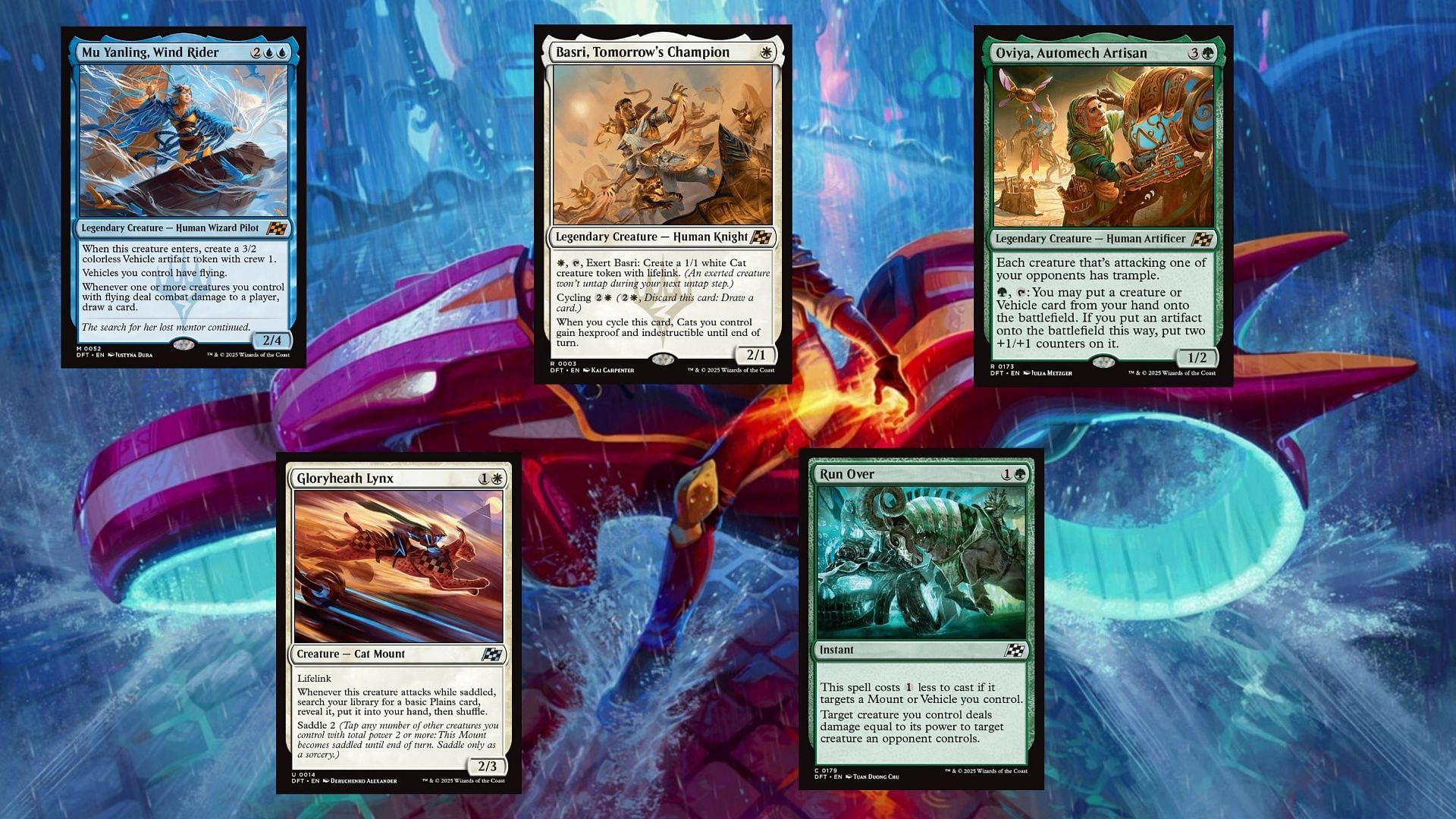 Here&#039;s a sample of some of our favorite cards in MTG Aetherdrift (Image via Wizards of the Coast)