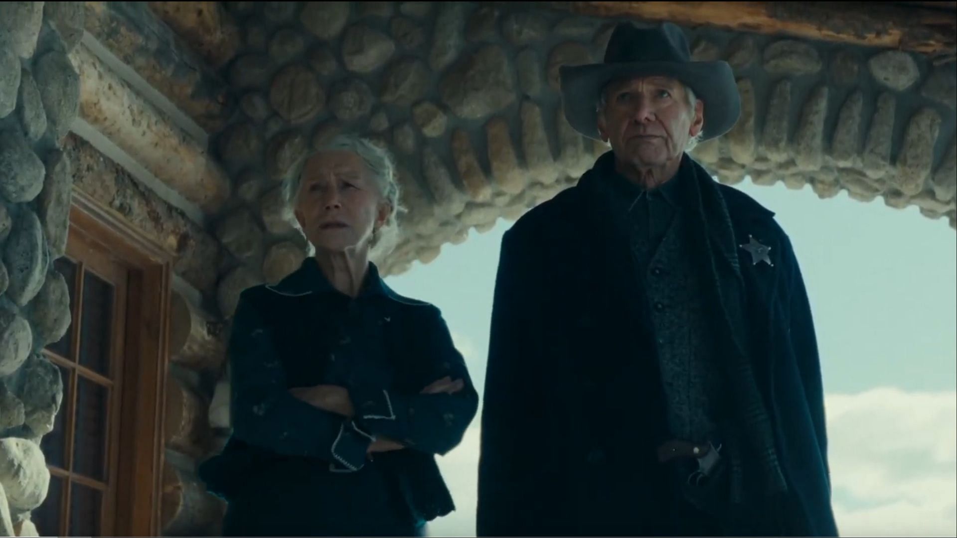 Harrison Ford as Jacob Dutton and Helen Mirren as Cara Dutton, unwavering in their fight to protect their family&#039;s ranch in 1923 season 2. (Image via Paramount+/Youtube)