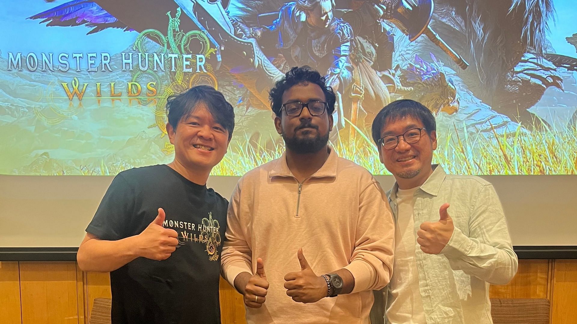 Monster Hunter Wilds Art Director Kaname Fujioka (R) interview (Image via Angshuman Dutta/Sportskeeda Gaming)