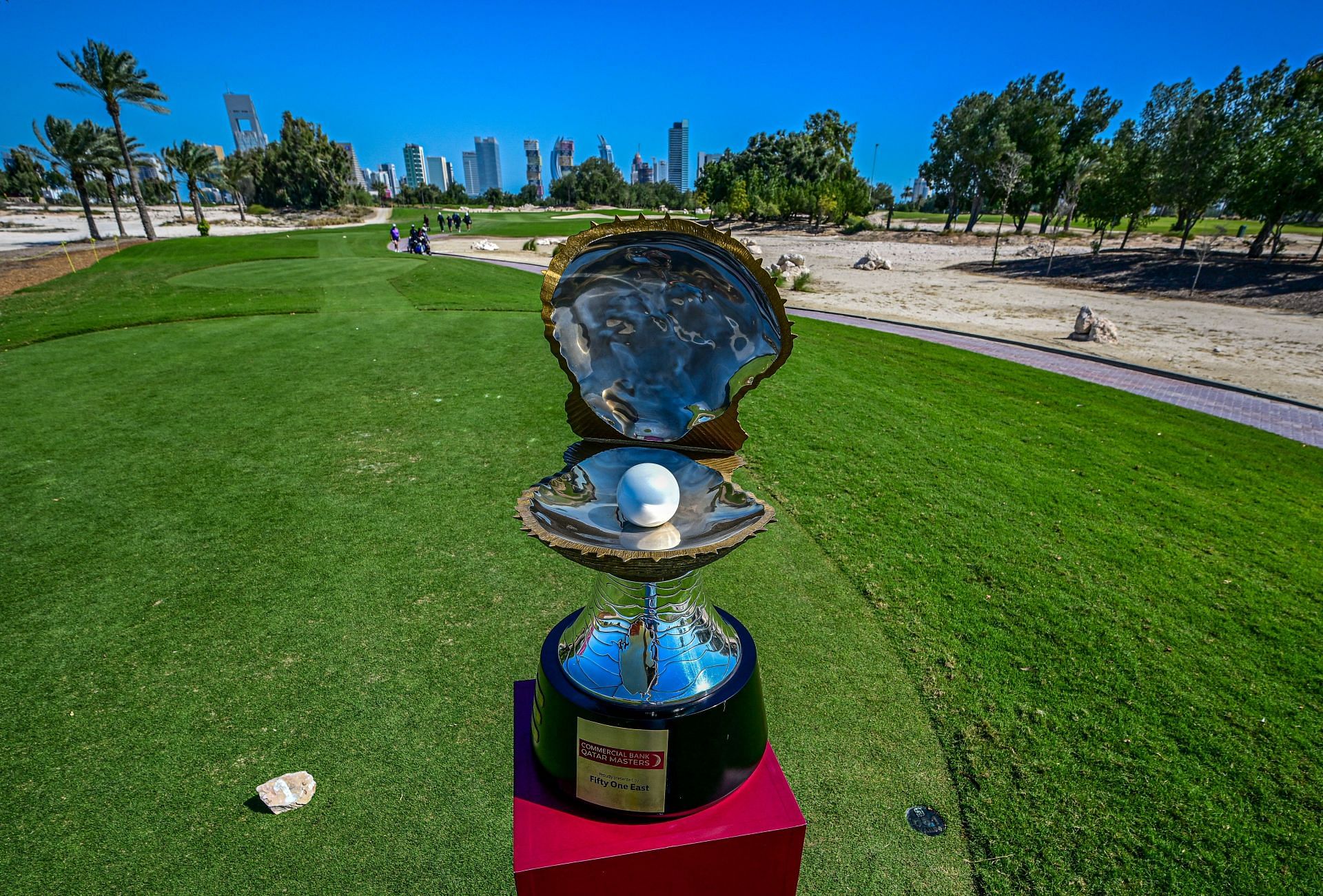 Commercial Bank Qatar Masters trophy (Image via Getty).