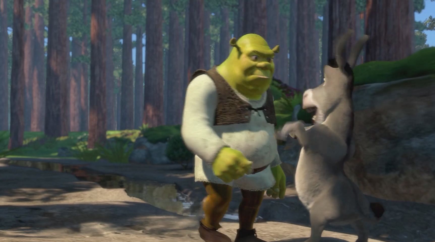 Shrek is introduced to Donkey. (Image via Apple TV)