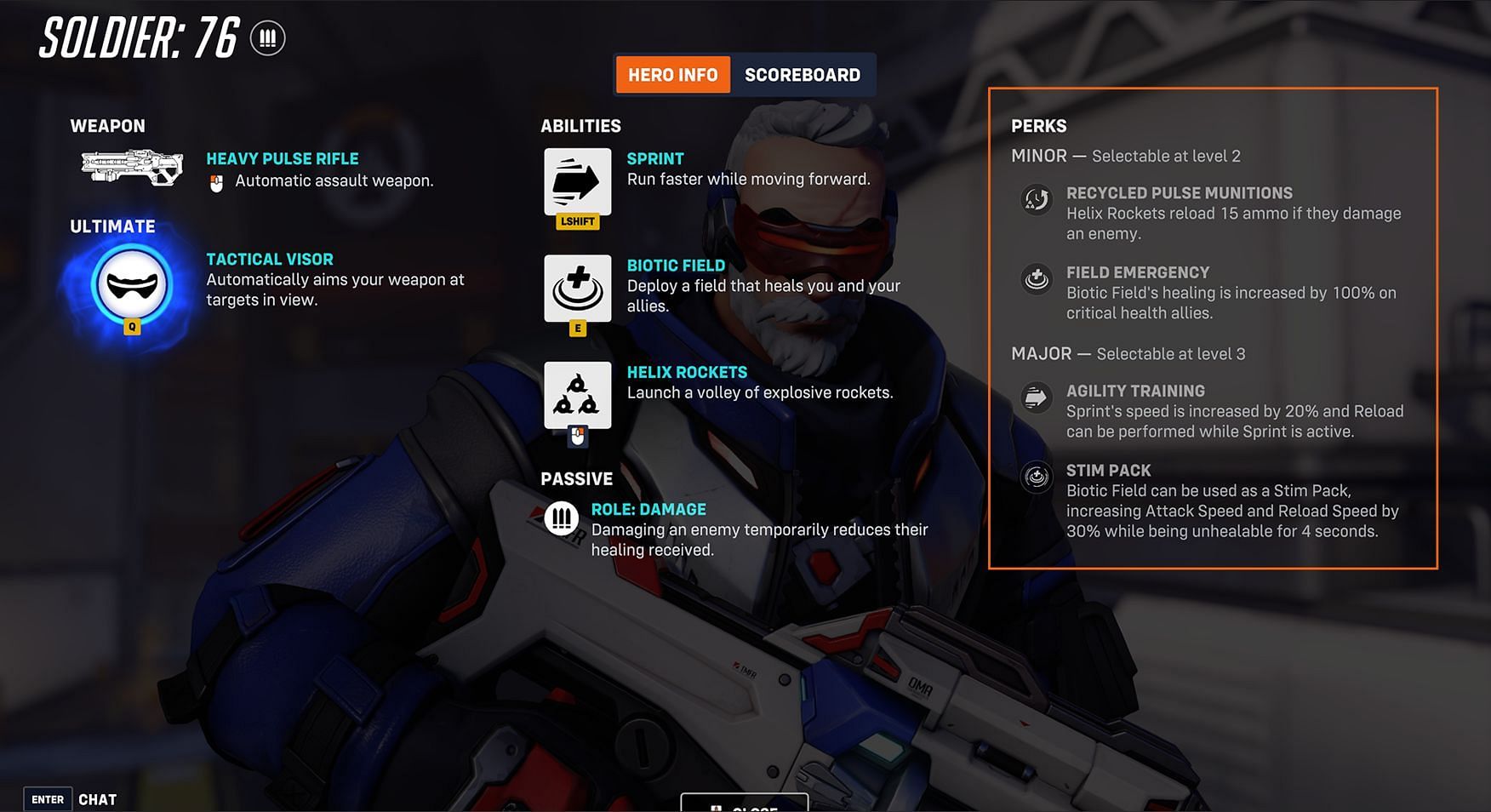 Soldier: 76 perks in Overwatch 2 (Image via Blizzard Entertainment)