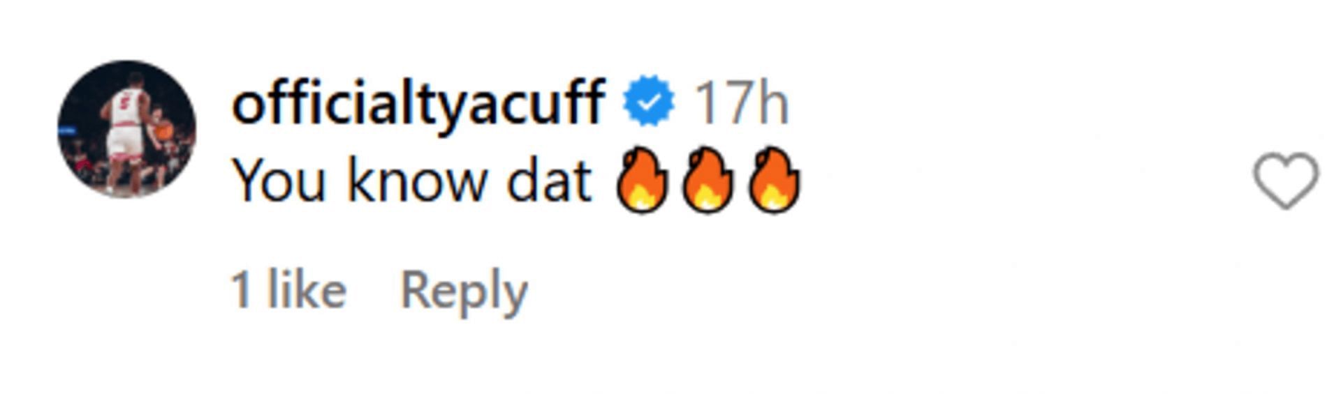 Tyson Acuff reacted to brother Darius Acuff Jr. becoming a Naismith Player of the Year finalist (Source: Instagram/@imgabasketball)