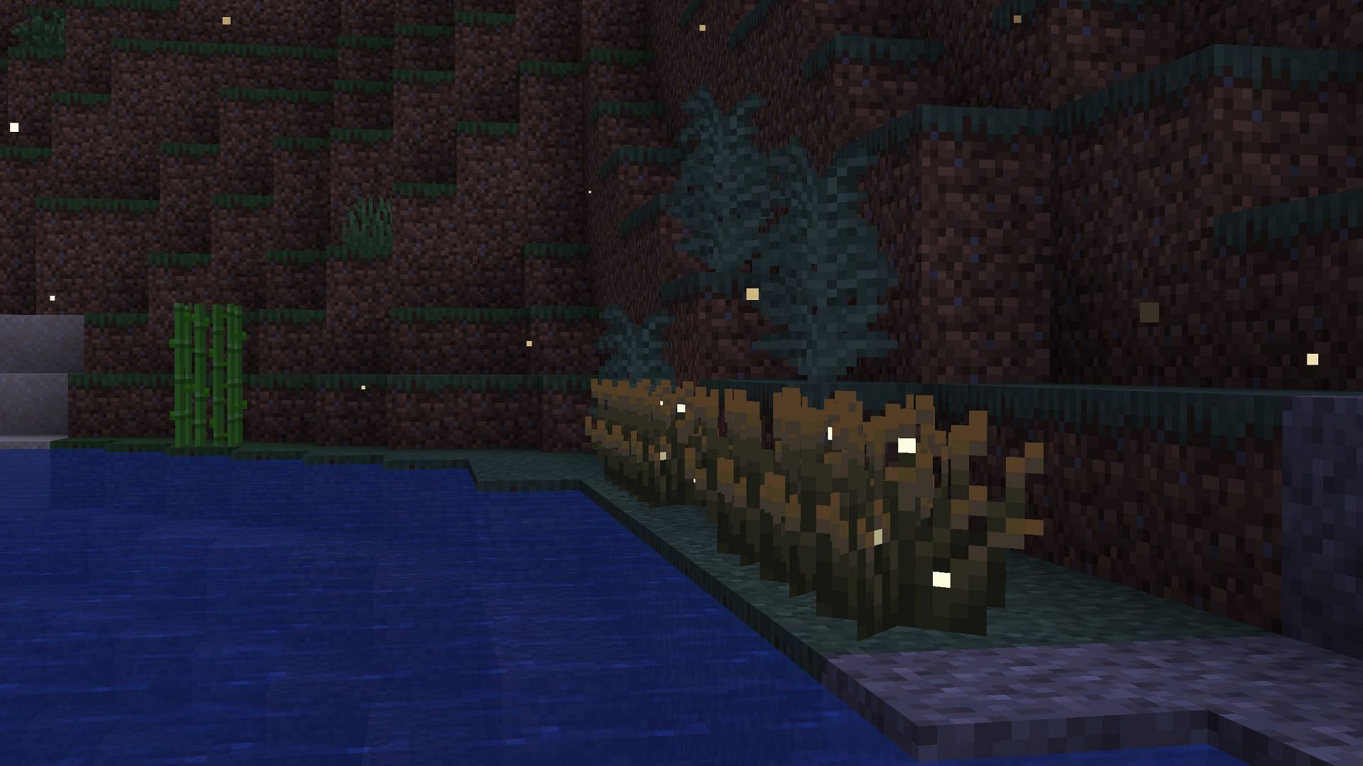 Firefly bush will generate firefly particles at night (Image via Sportskeeda Gaming/Mojang)