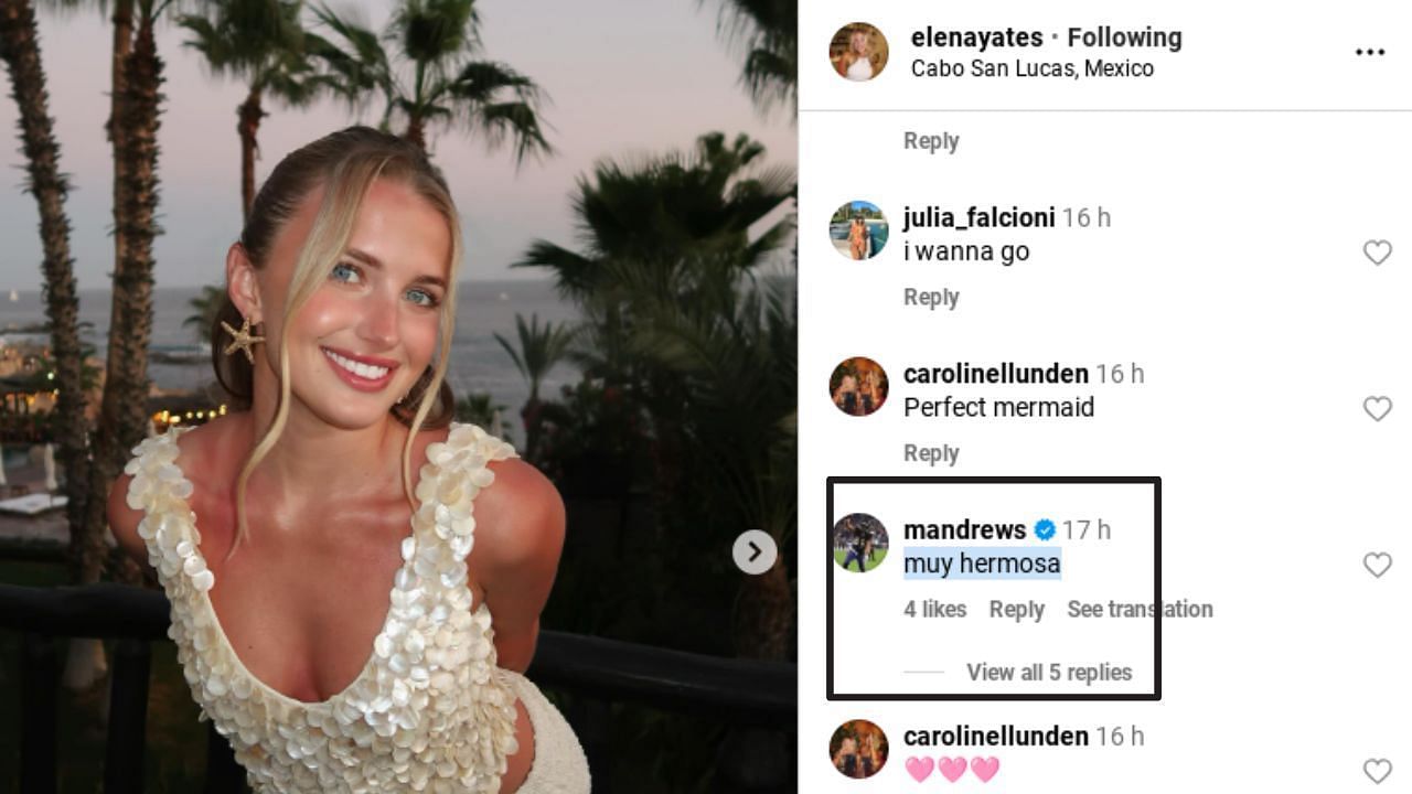 In Pics: Ravens&#039; TE drops 2-word message for Elena Yates during tropical off-season outing (Source: IG/ @elenayates)