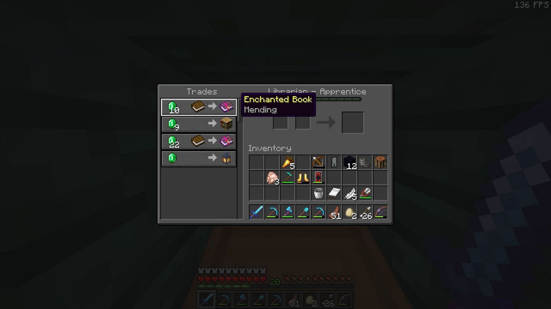 Mending is one of the most popular enchantment to get from a librarian (Image via Mojang Studios)