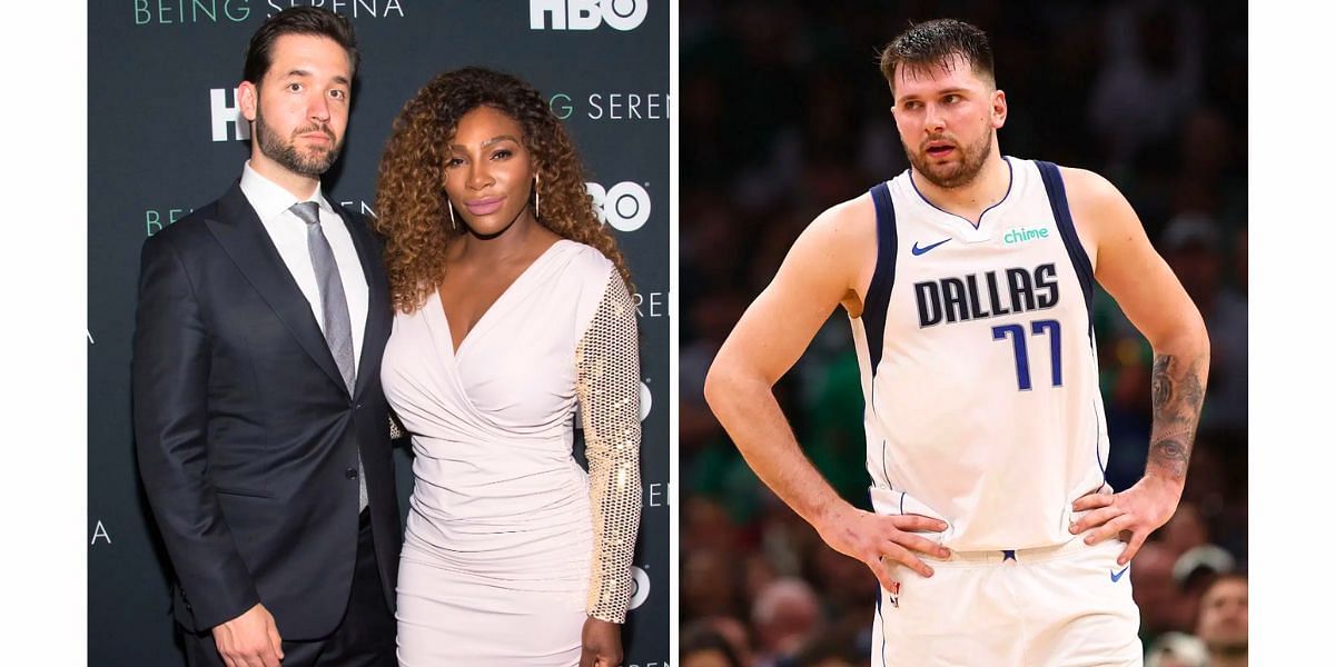 Serena Williams with her husband Alexis Ohanian (L); Luka Doncic (R) (Image Source: Getty)